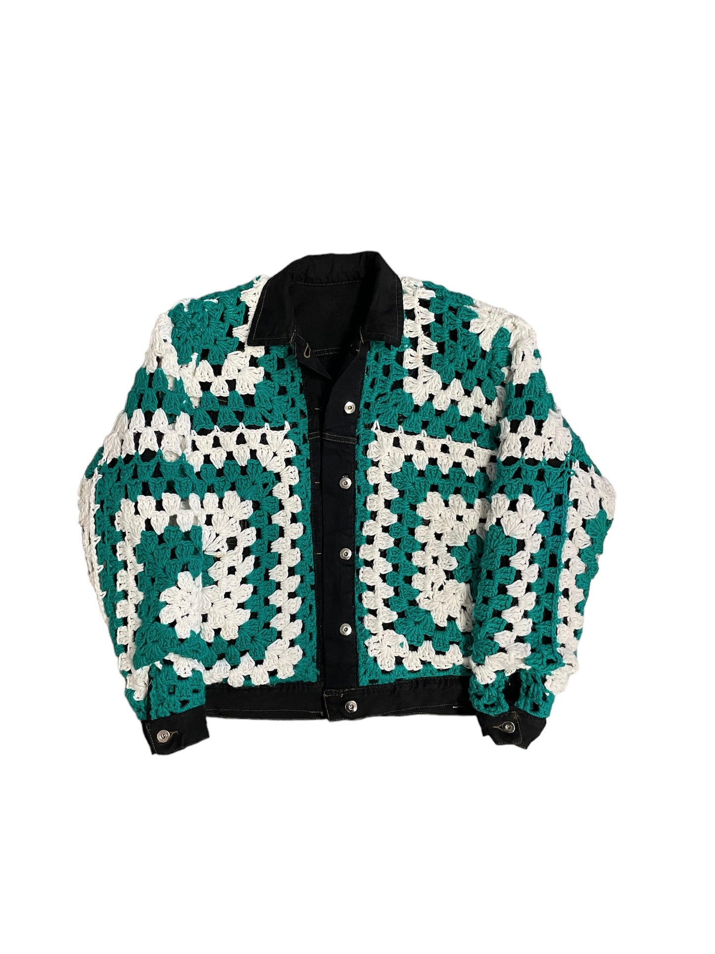Reversible Crochet Trucker Jacket Medium