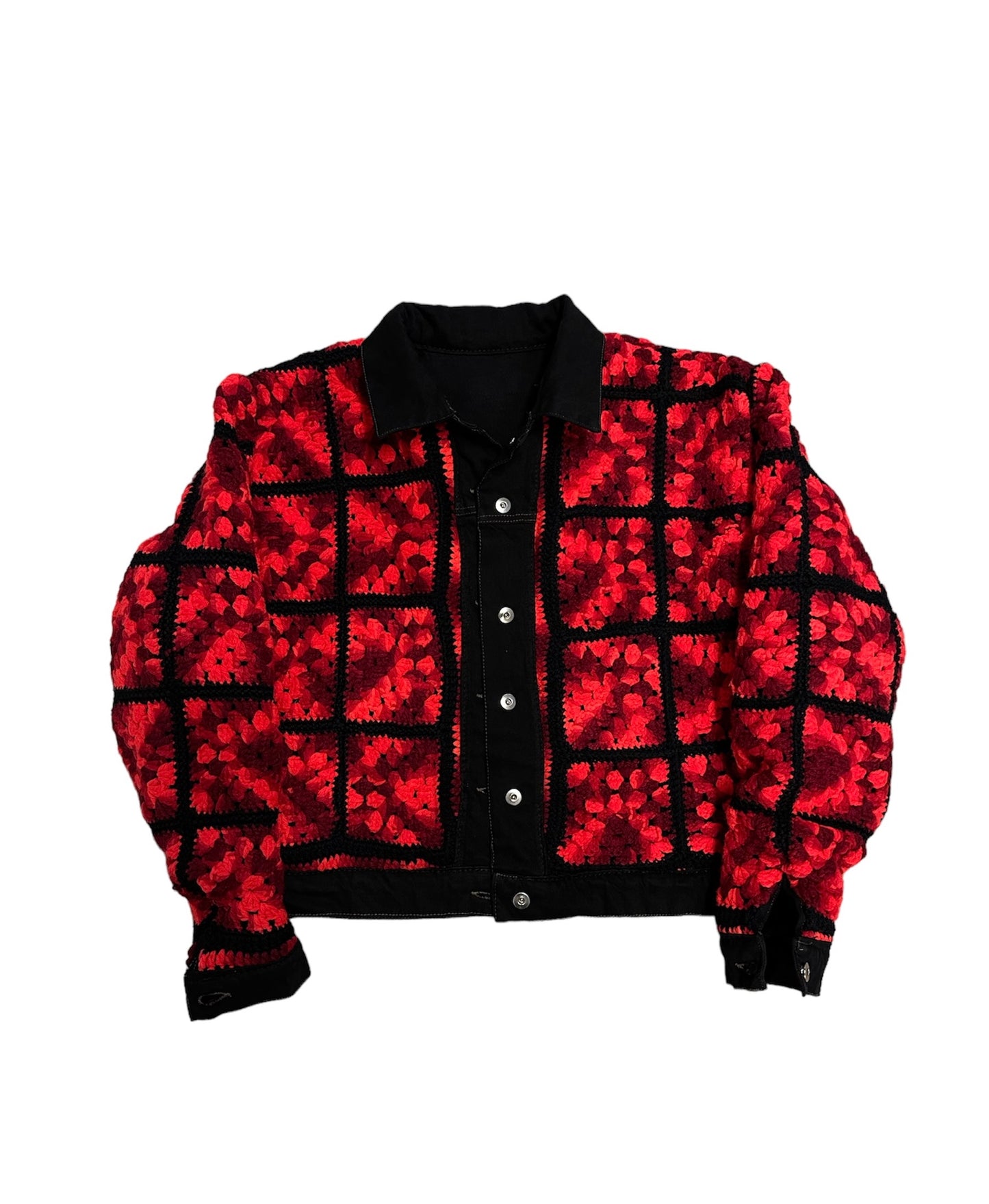 Reversible Crochet Trucker Jacket Medium