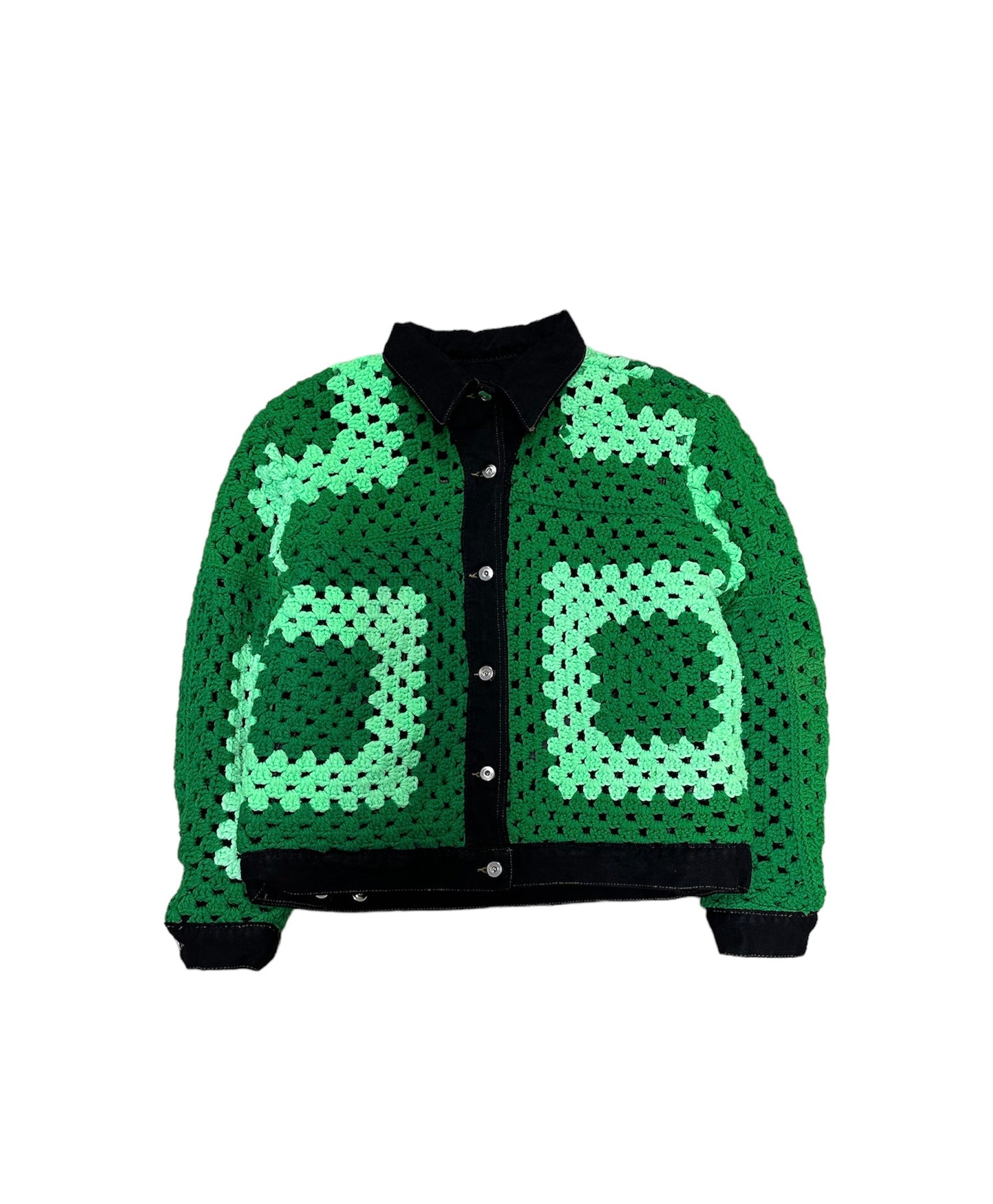 Reversible Crochet Trucker Jacket Large