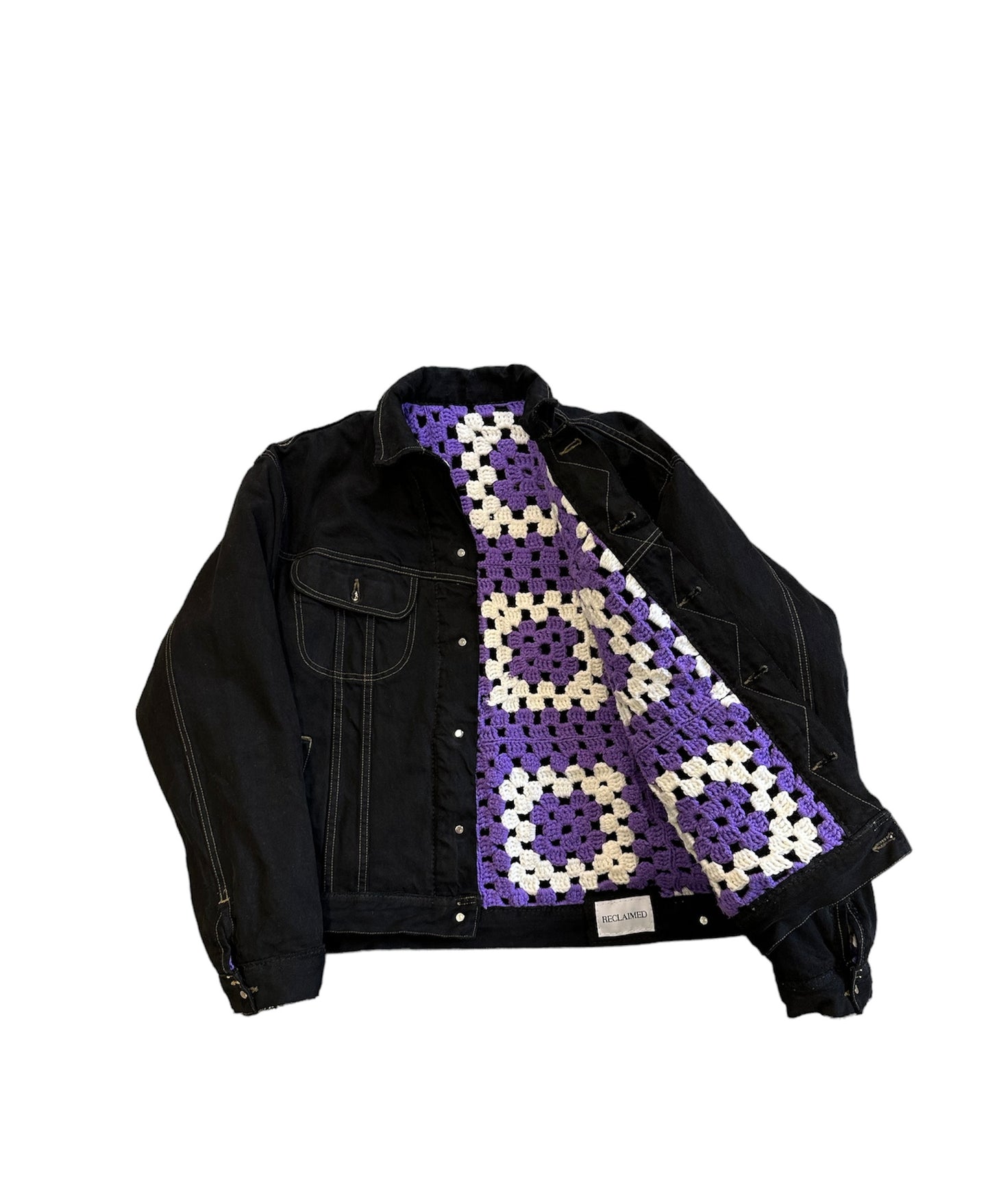Reversible Crochet Trucker Jacket Large