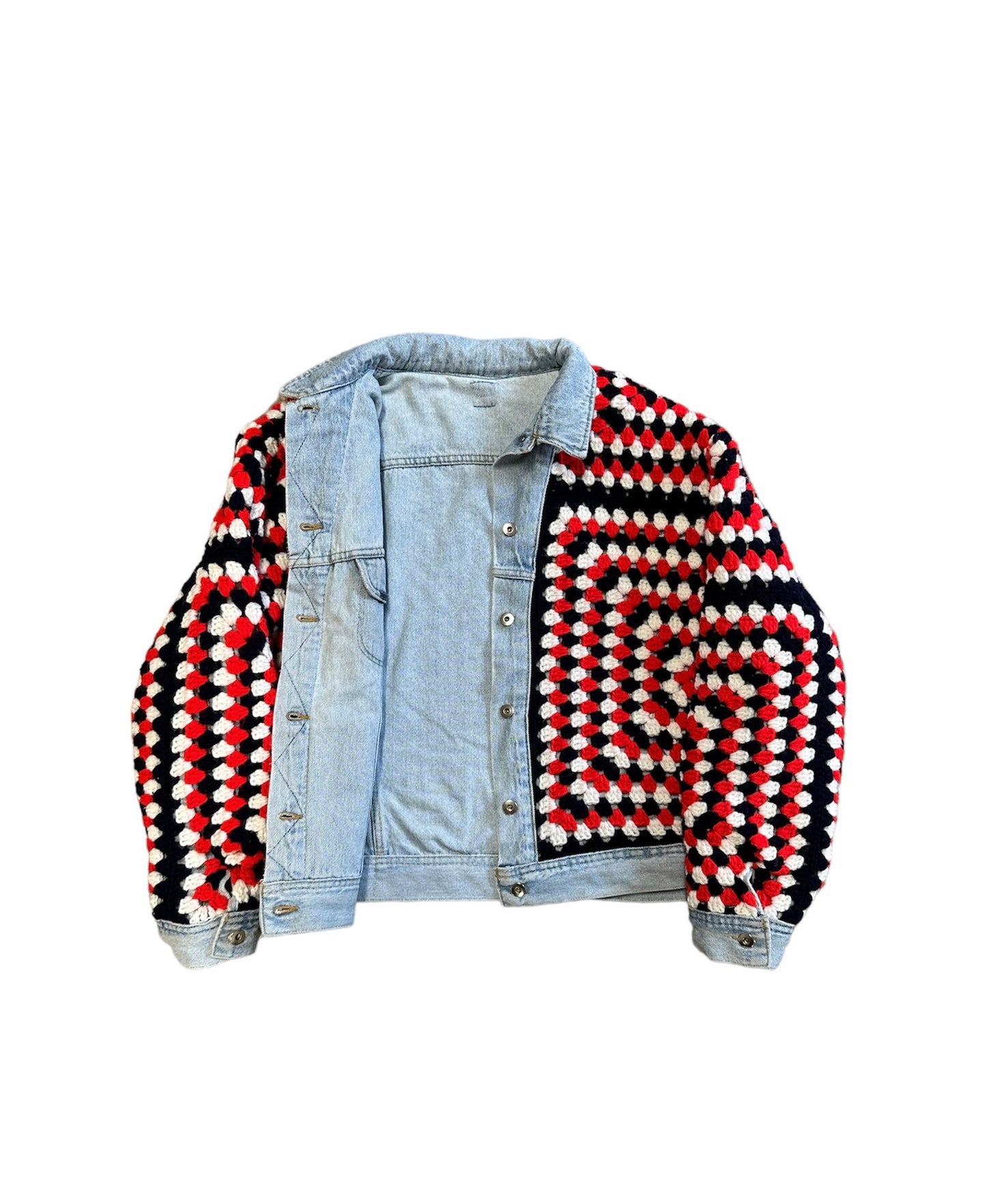 Reversible Crochet Trucker Jacket XL