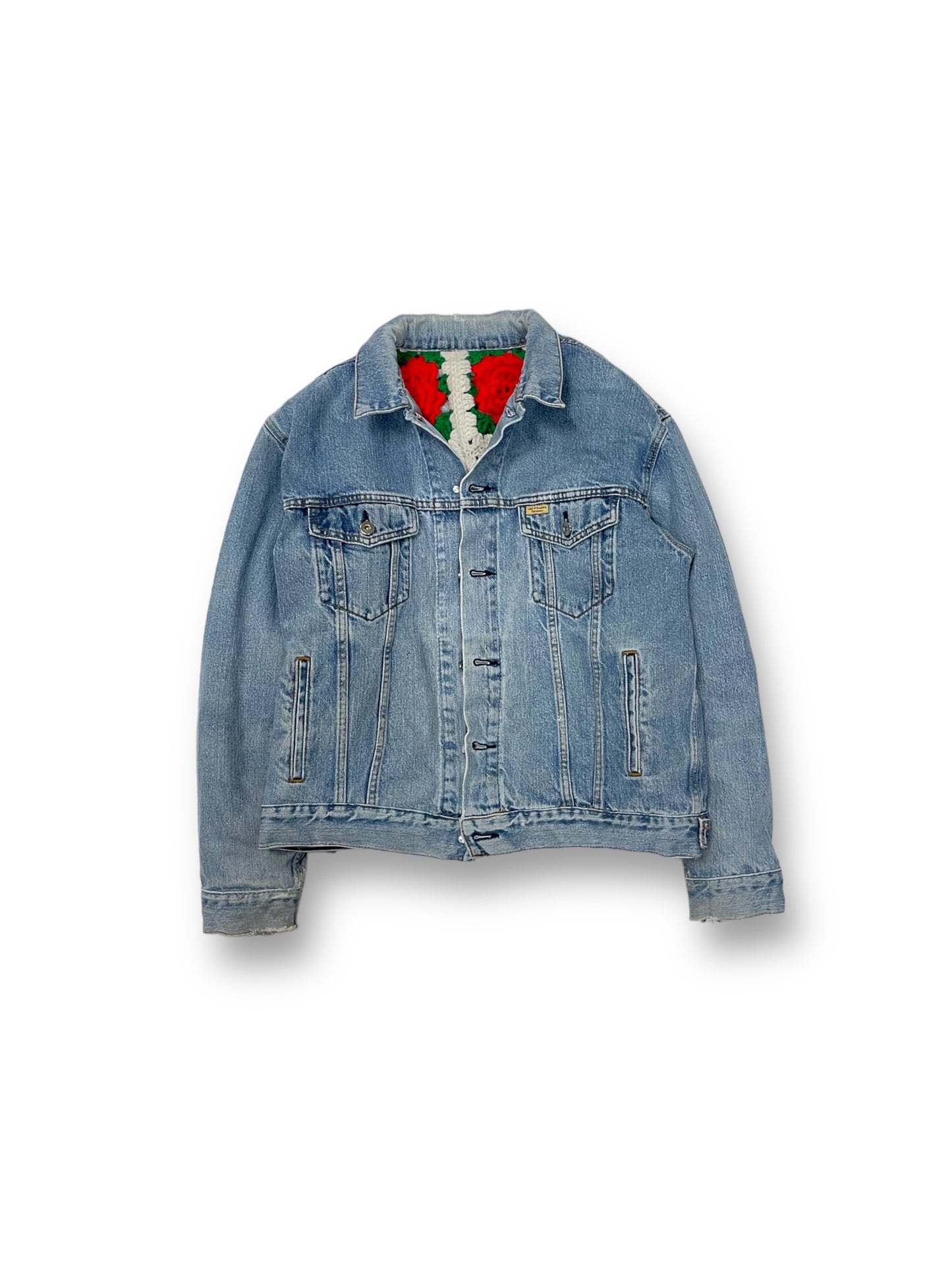 Reversible crochet trucker jacket Medium