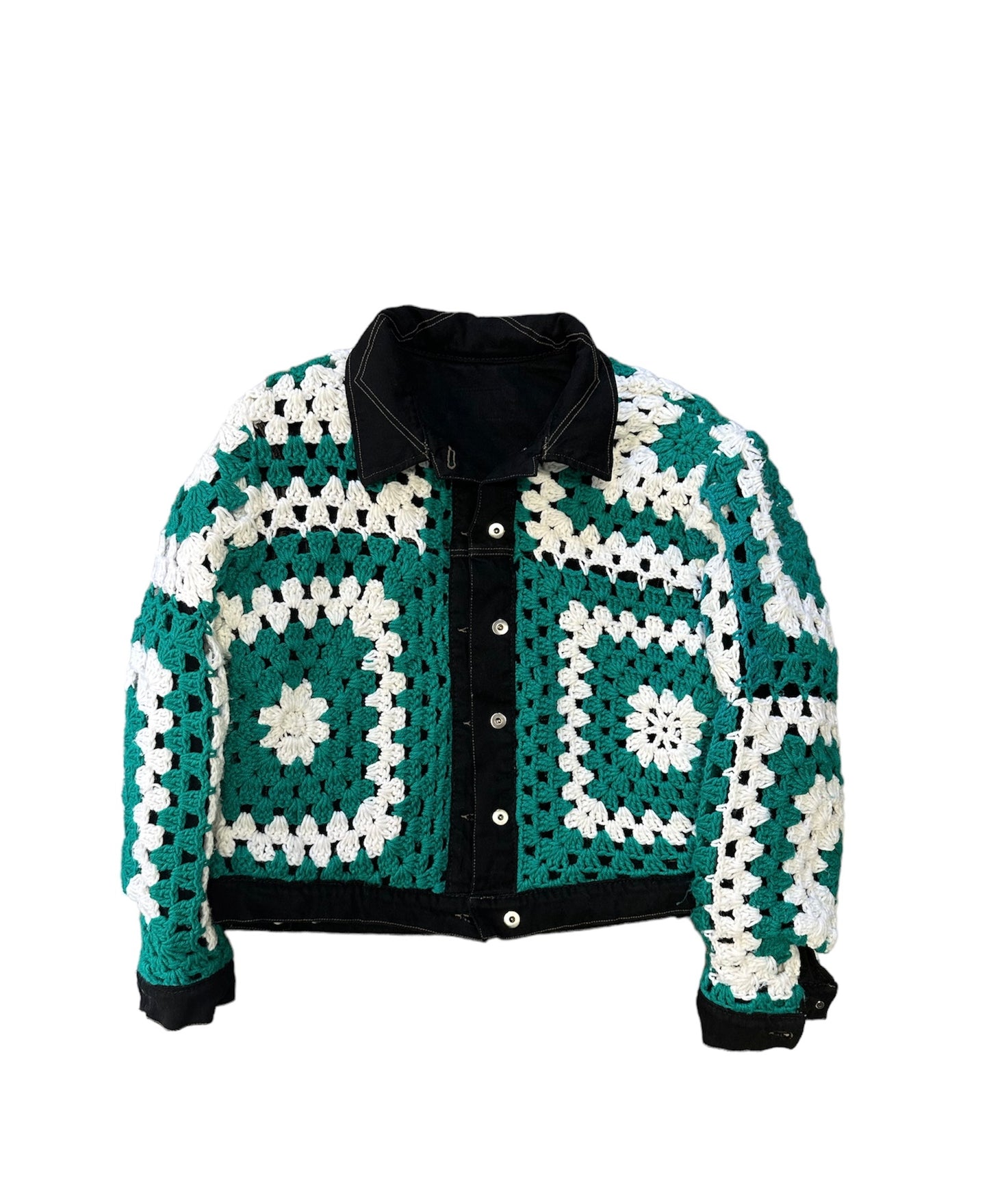 Reversible Crochet Trucker Jacket Large