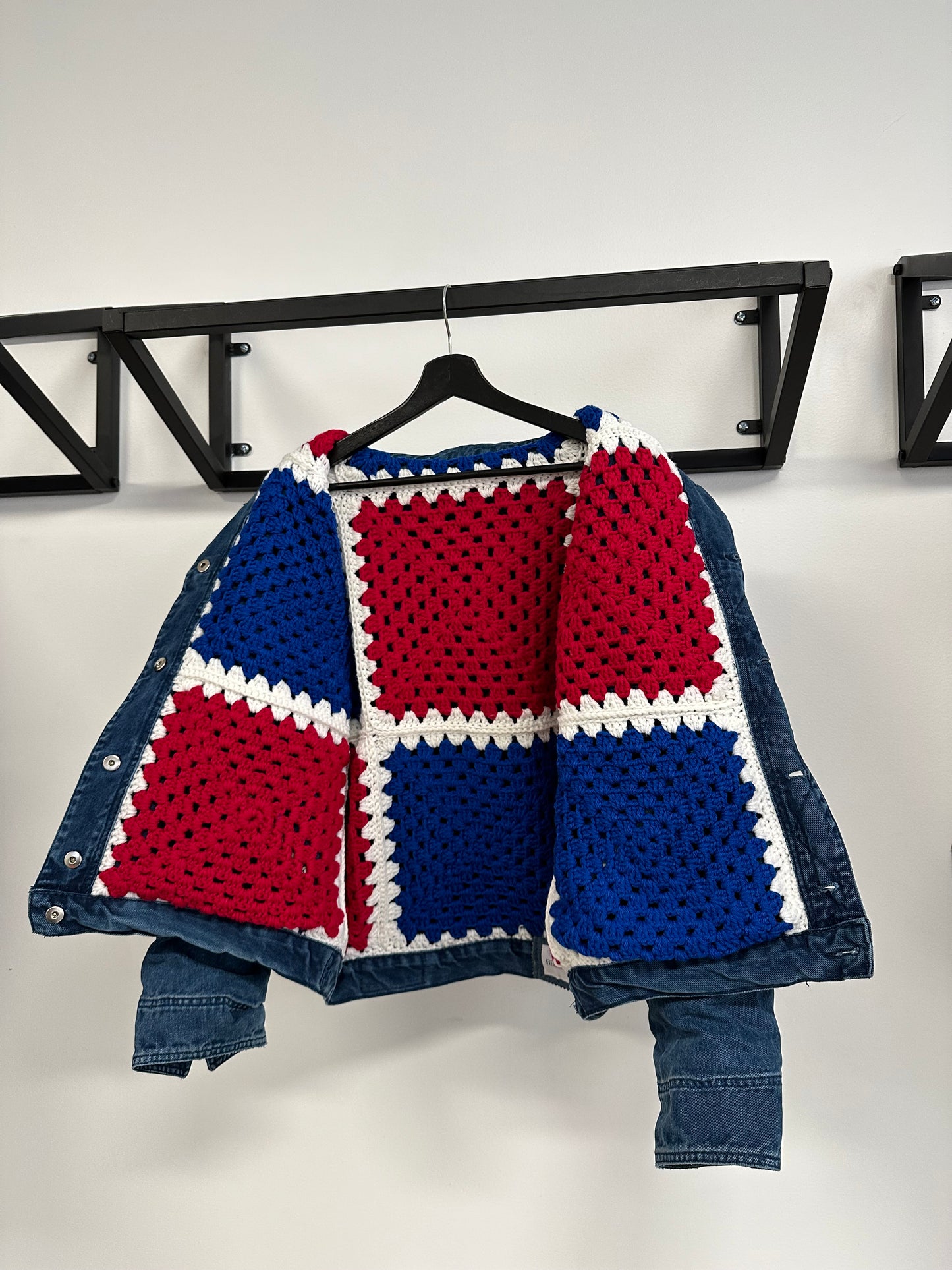 Reversible Crochet Trucker Jacket Medium