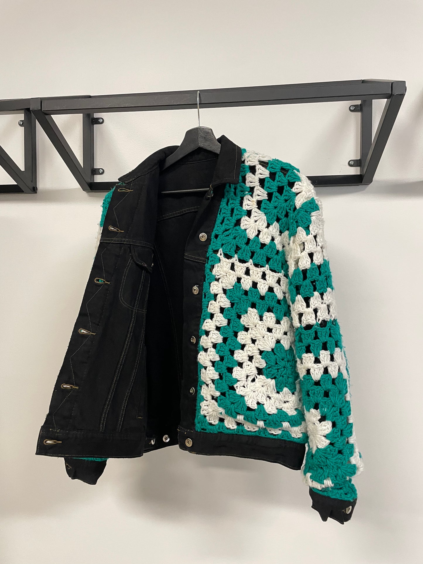 Reversible Crochet Trucker Jacket Medium