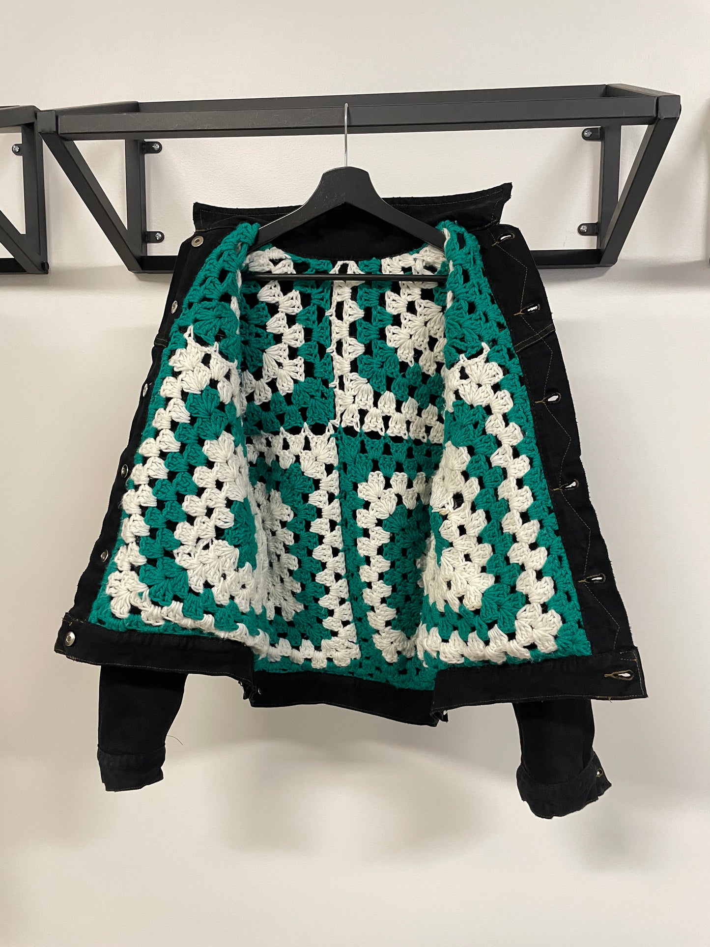 Reversible Crochet Trucker Jacket Medium