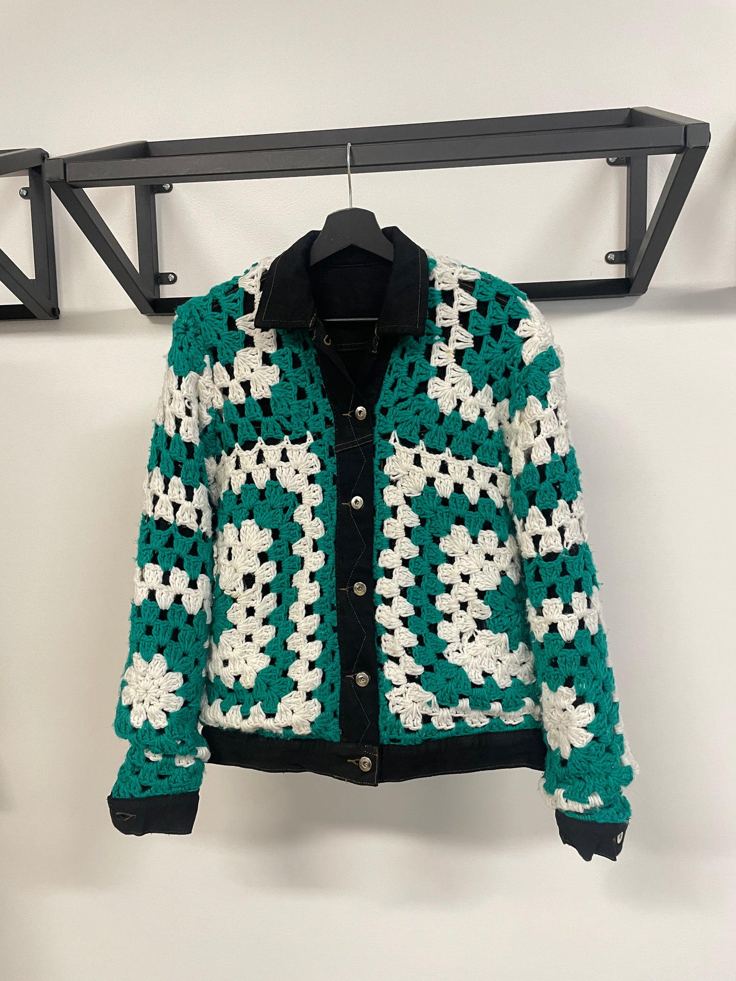 Reversible Crochet Trucker Jacket Medium