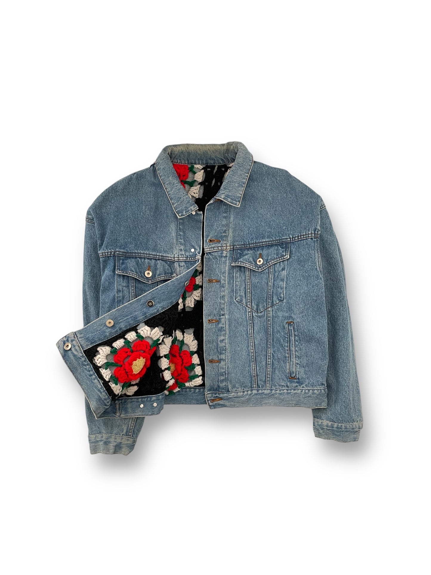 Reversible Crochet Trucker Jacket XL