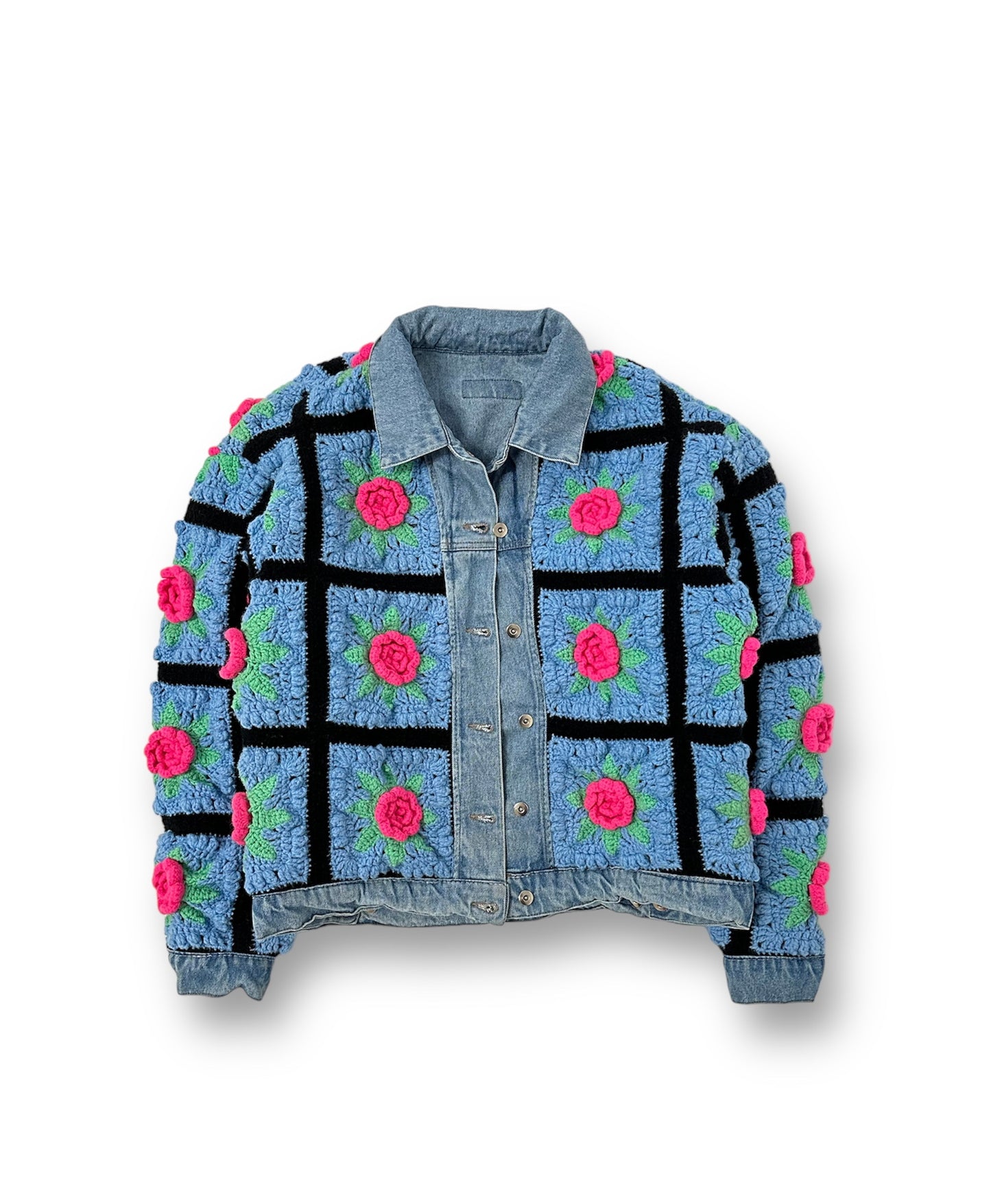 Reversible Crochet Trucker Jacket XXL