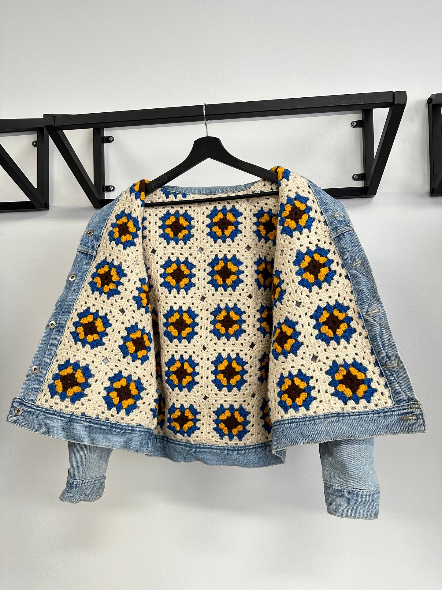 Reversible Crochet Trucker Jacket Medium