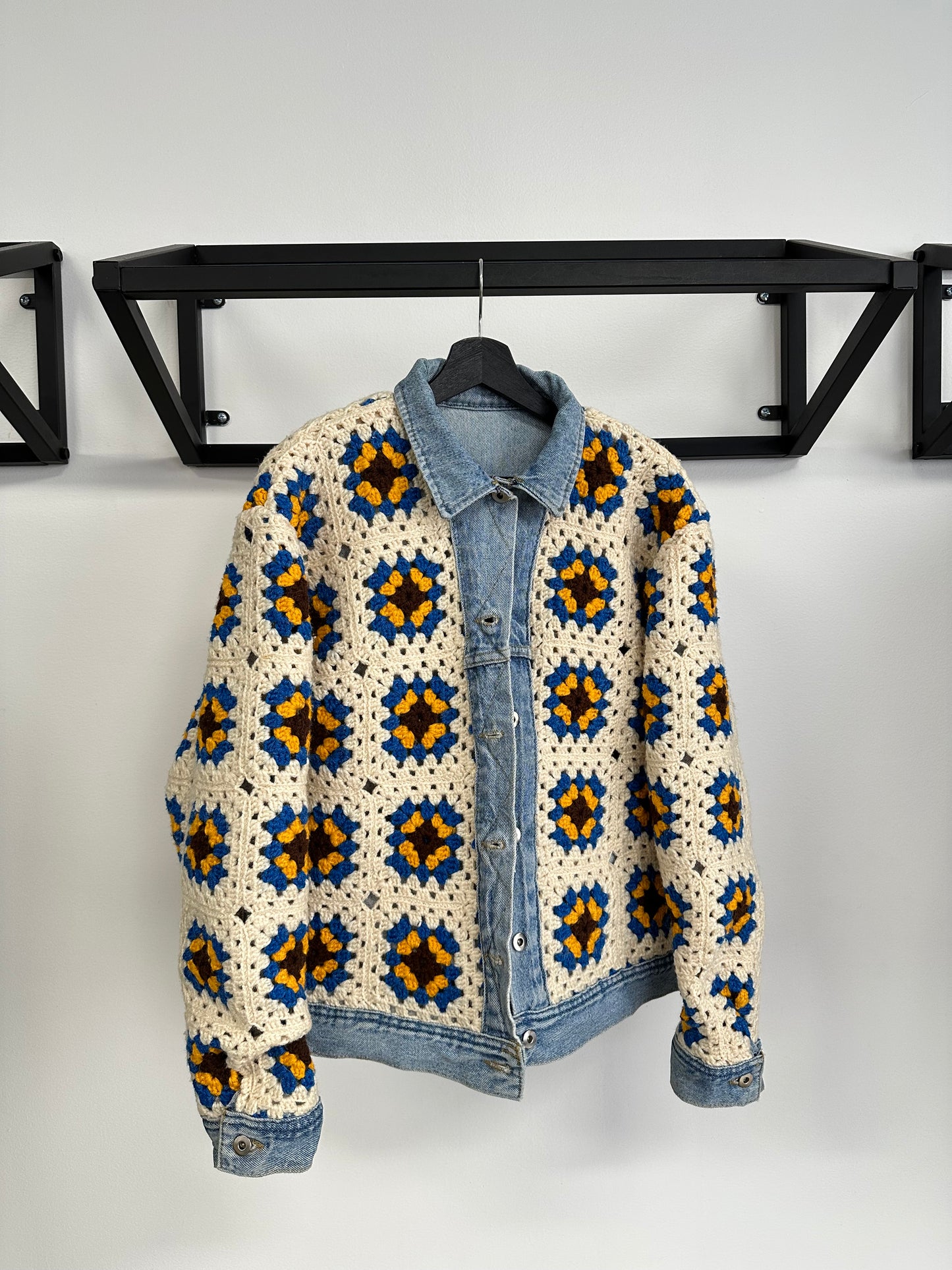 Reversible Crochet Trucker Jacket Medium