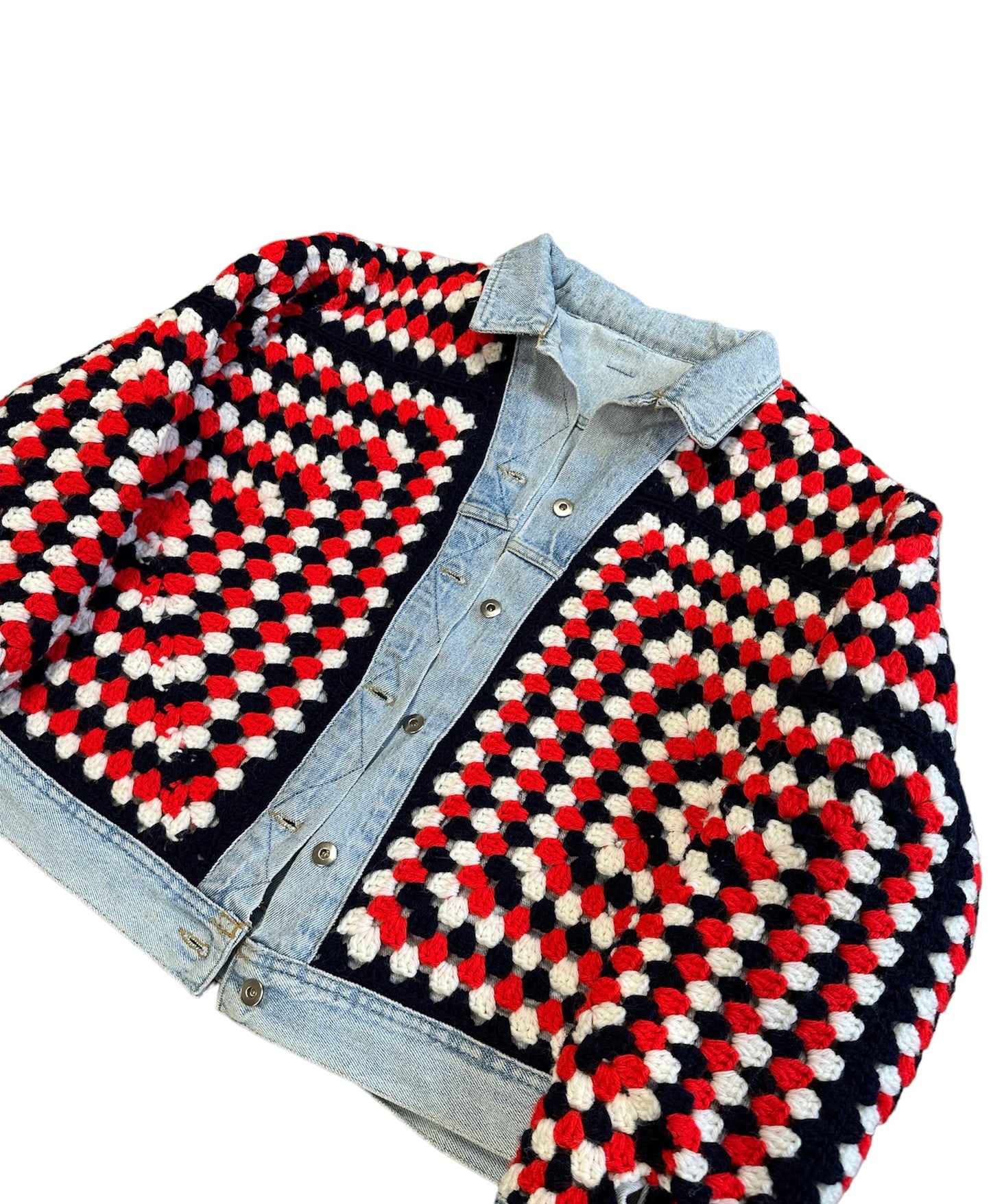 Reversible Crochet Trucker Jacket XL