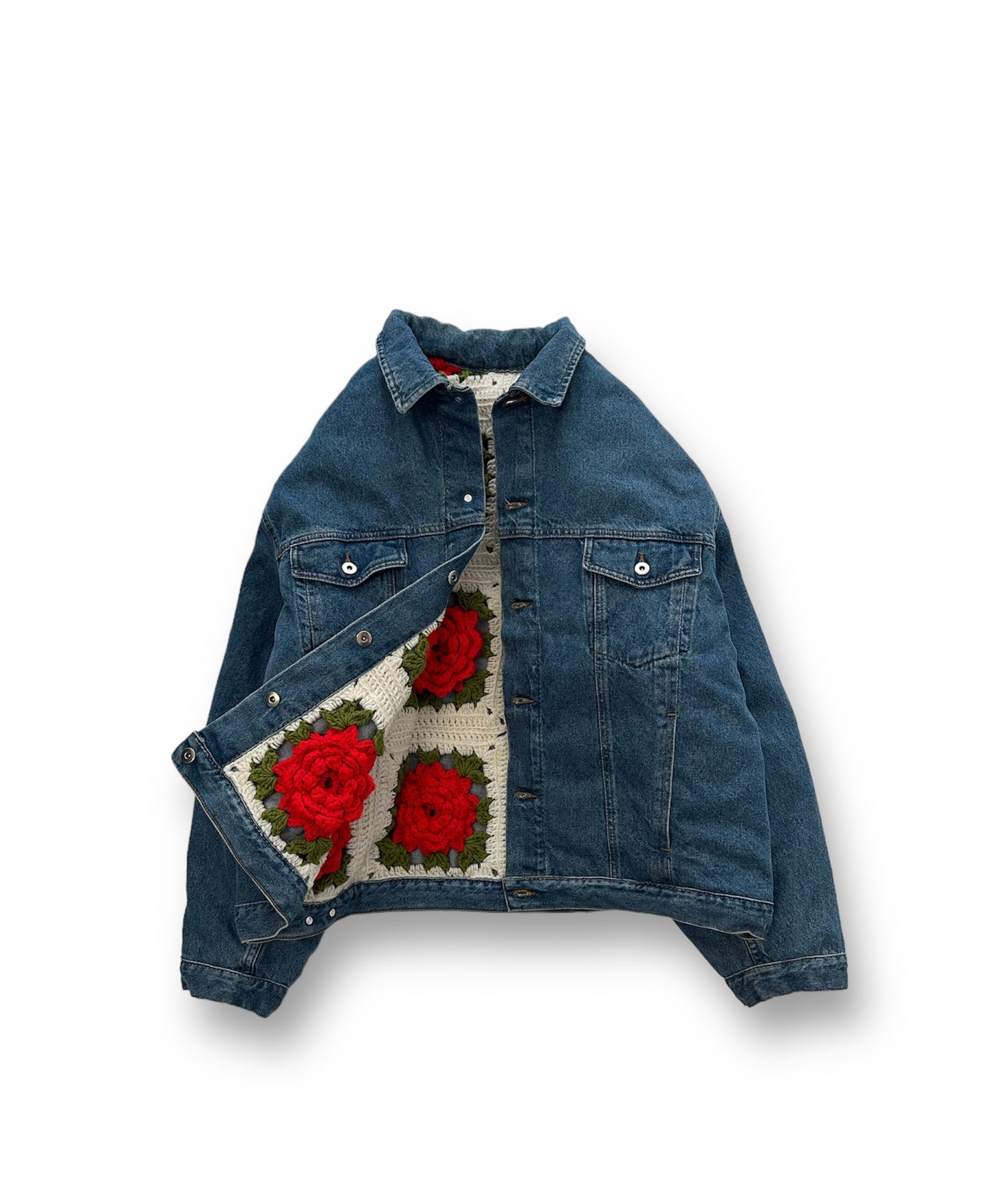 Reversible Crochet Trucker Jacket XXXL