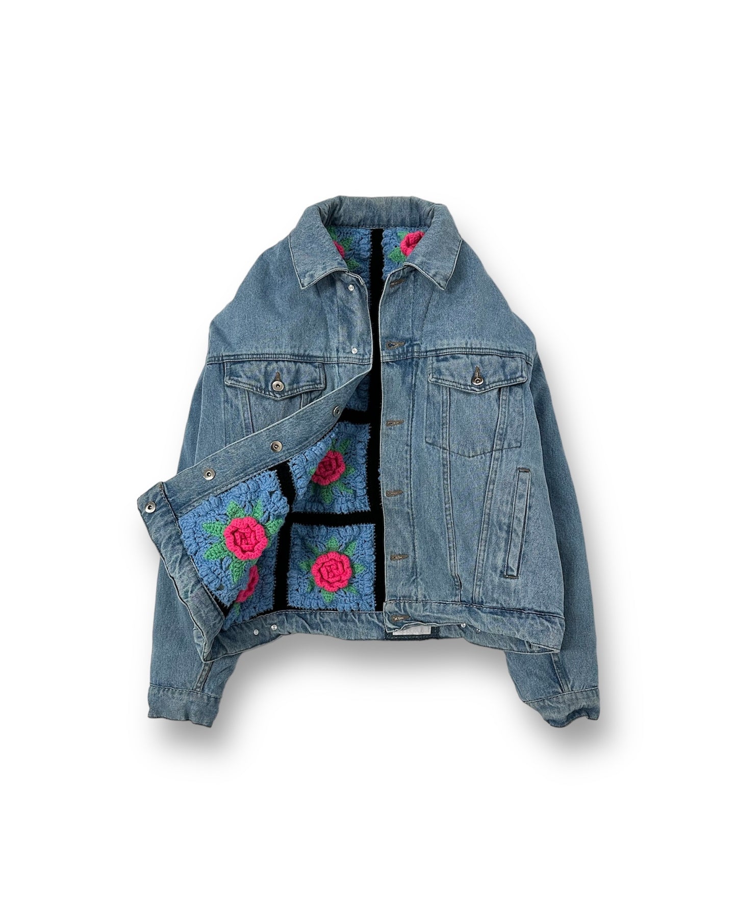 Reversible Crochet Trucker Jacket XXL