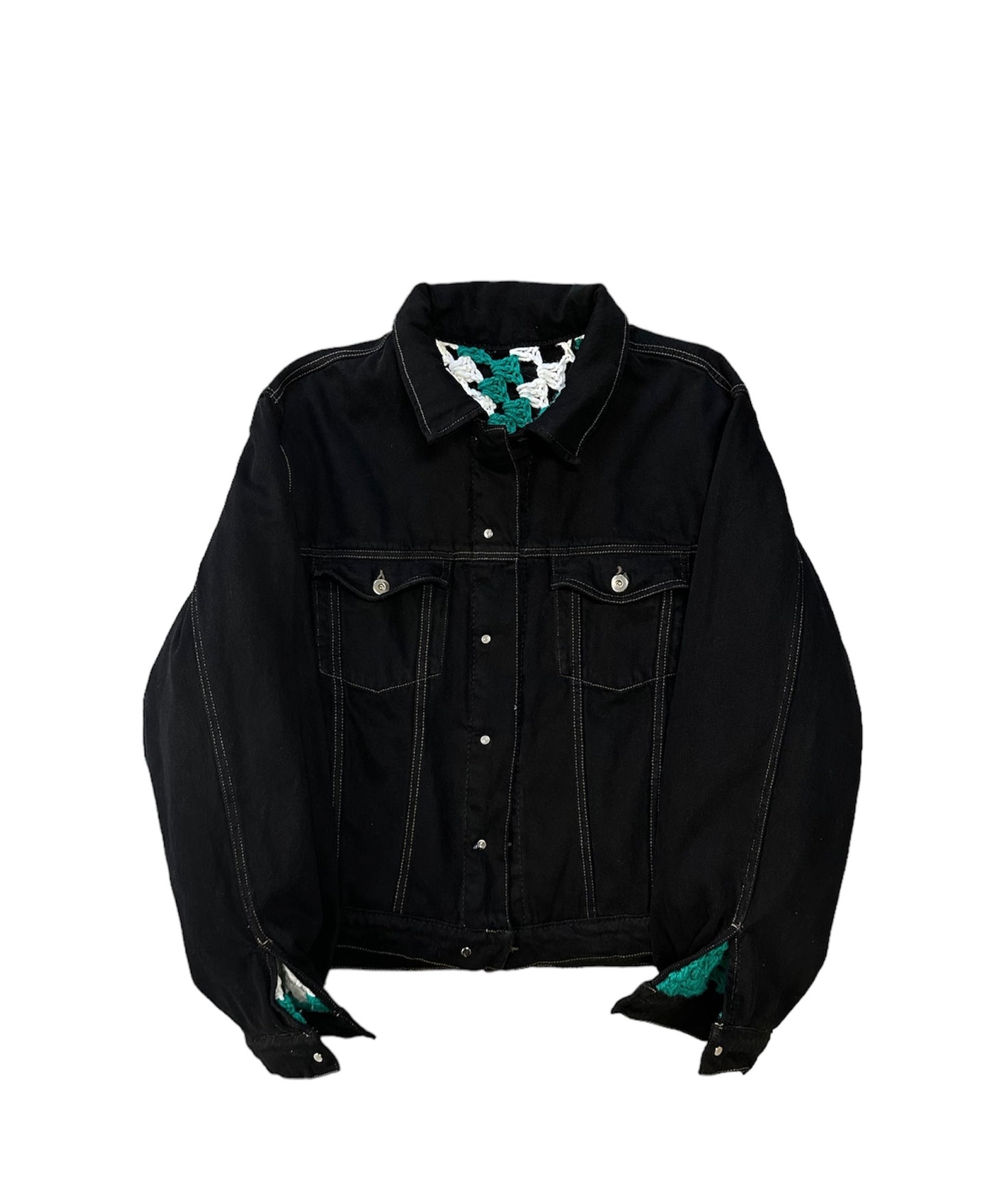 Reversible Crochet Trucker Jacket Large