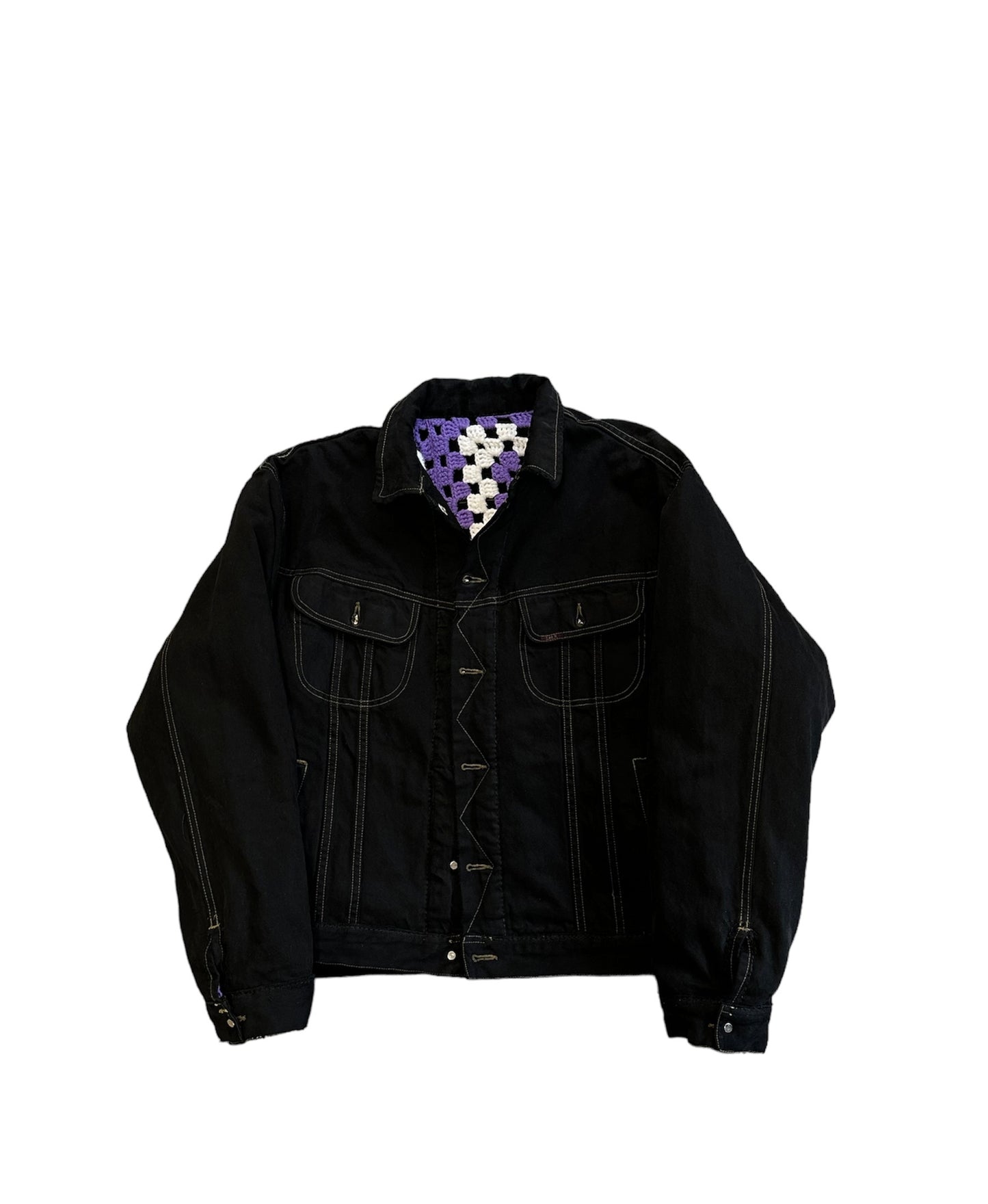 Reversible Crochet Trucker Jacket Large