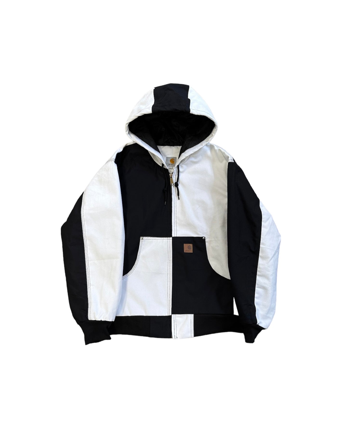 Black and White Colorblock Hooded Jacket S-L