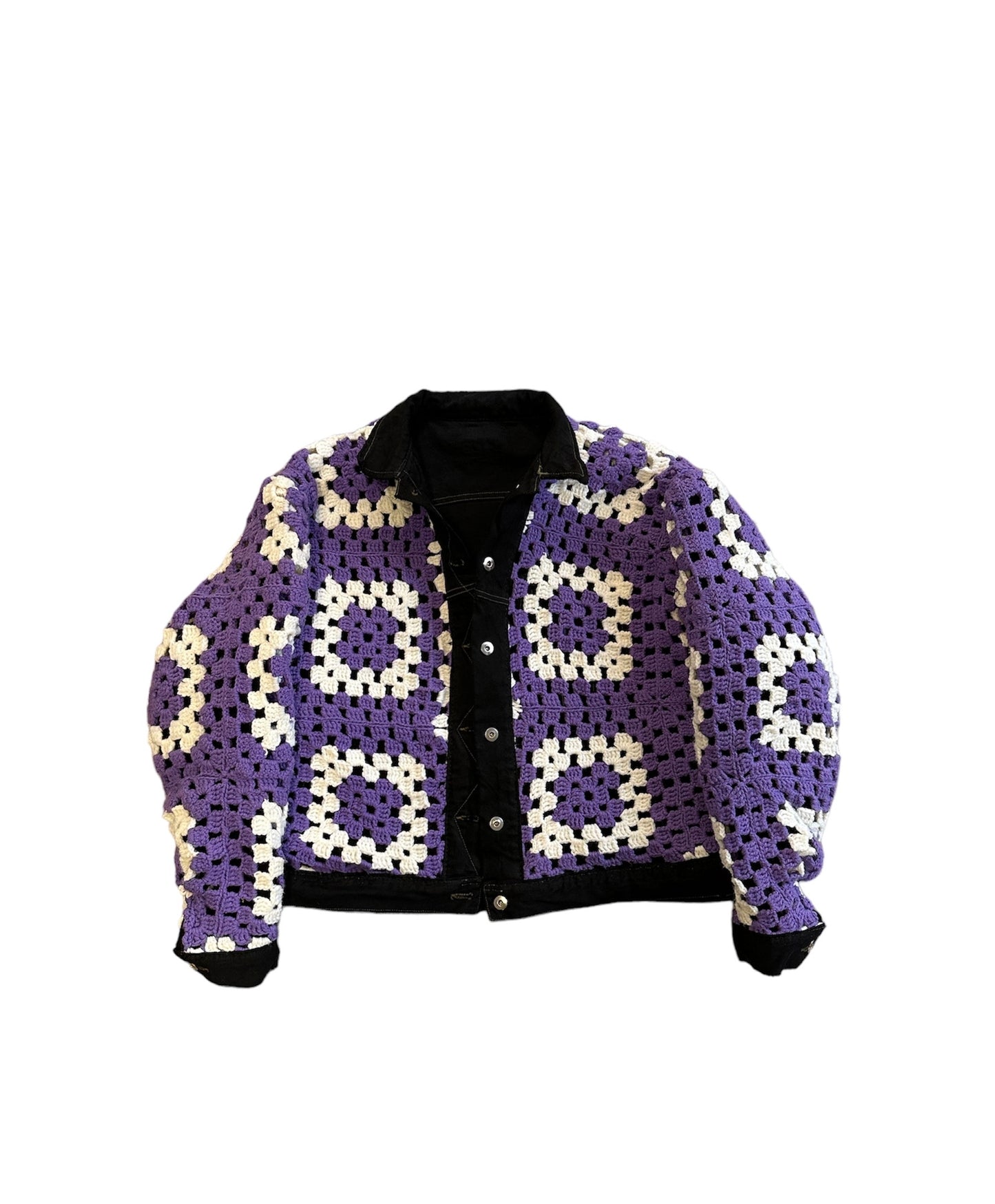 Reversible Crochet Trucker Jacket Large