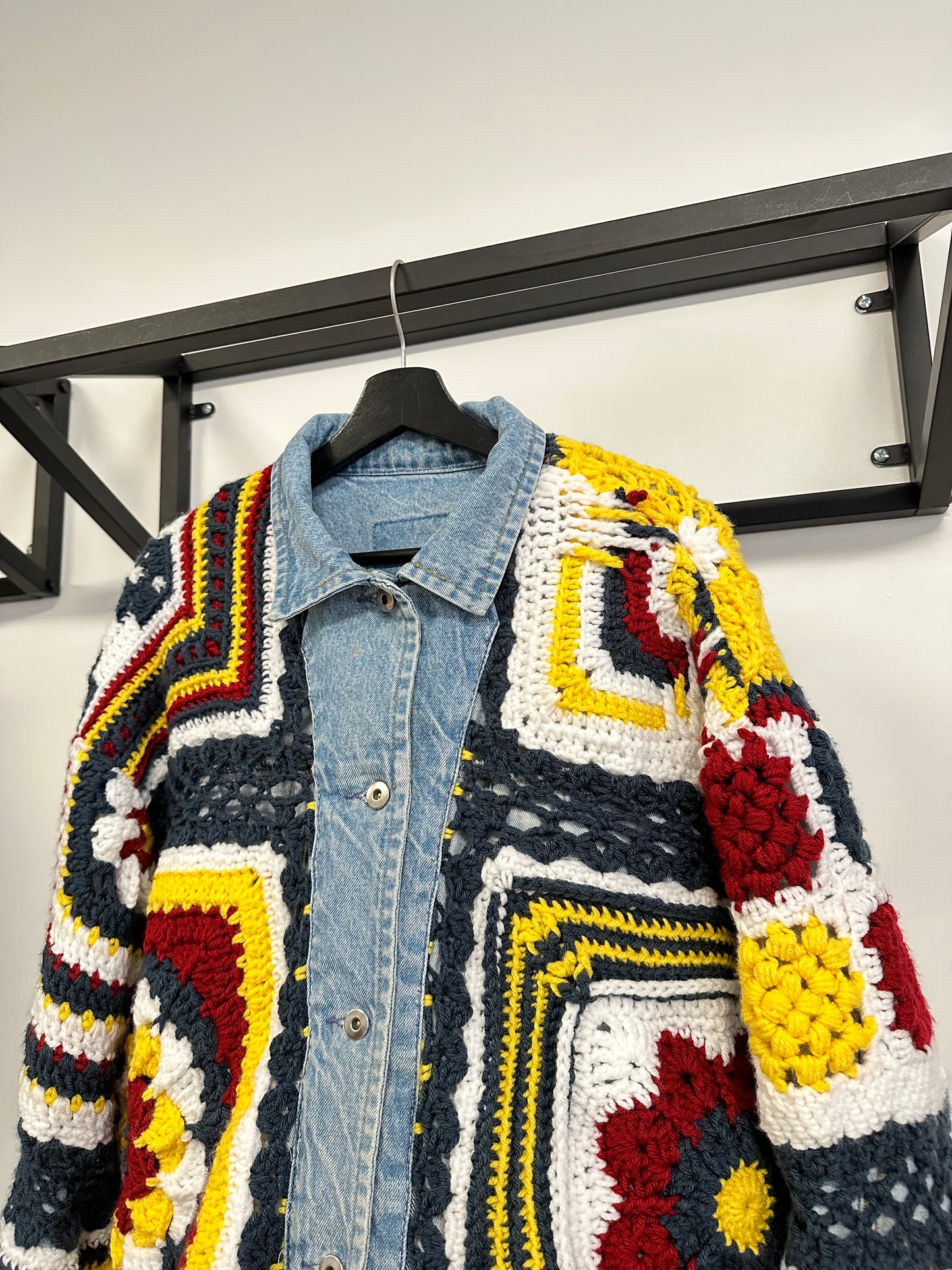 Reversible Crochet Trucker Jacket Large