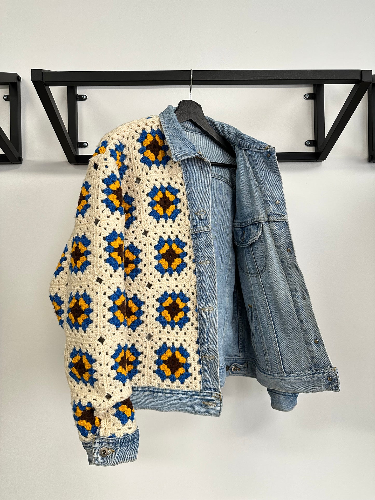Reversible Crochet Trucker Jacket Medium