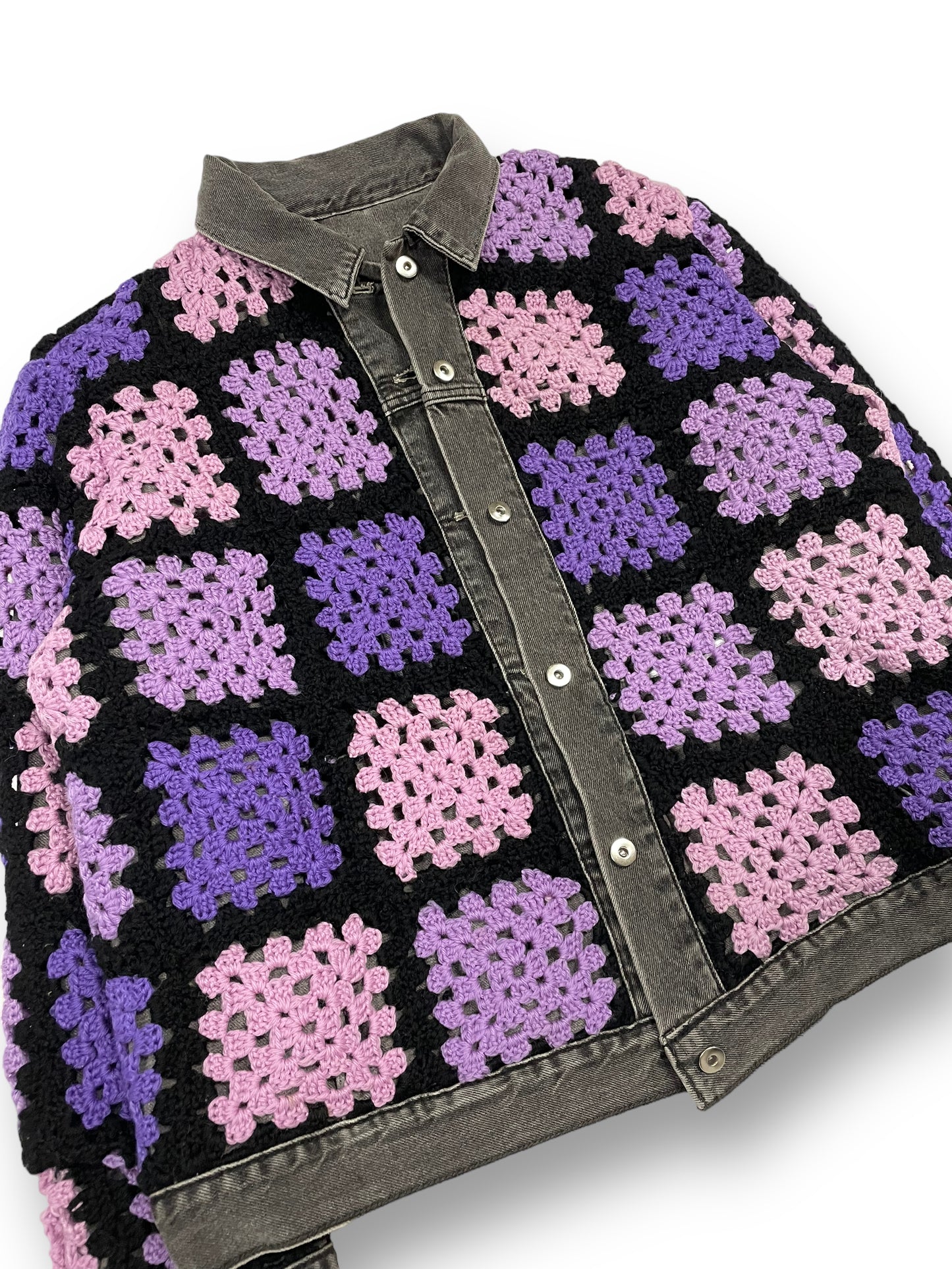 Reversible Crochet Trucker Jacket XL
