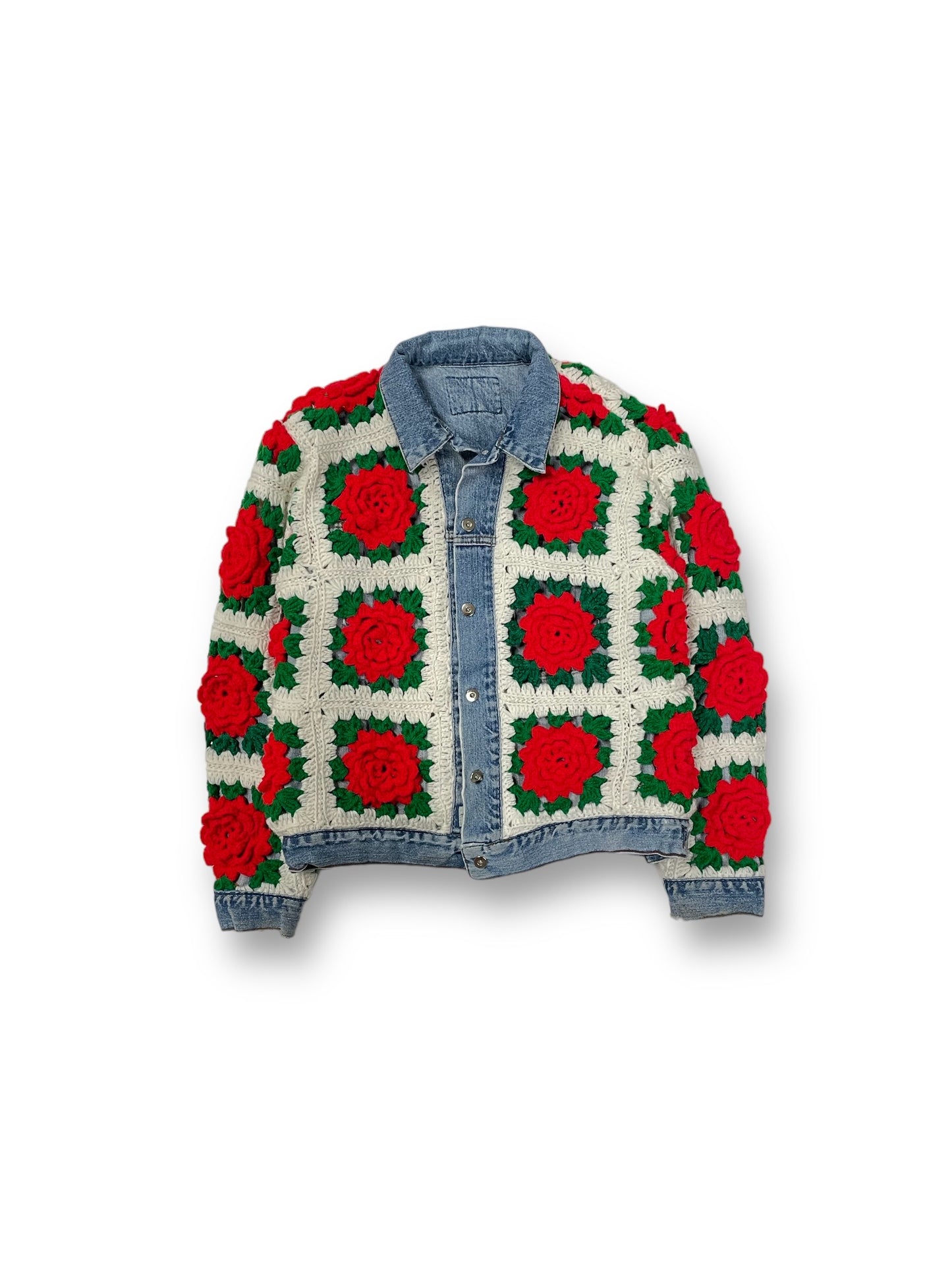 Reversible crochet trucker jacket Medium