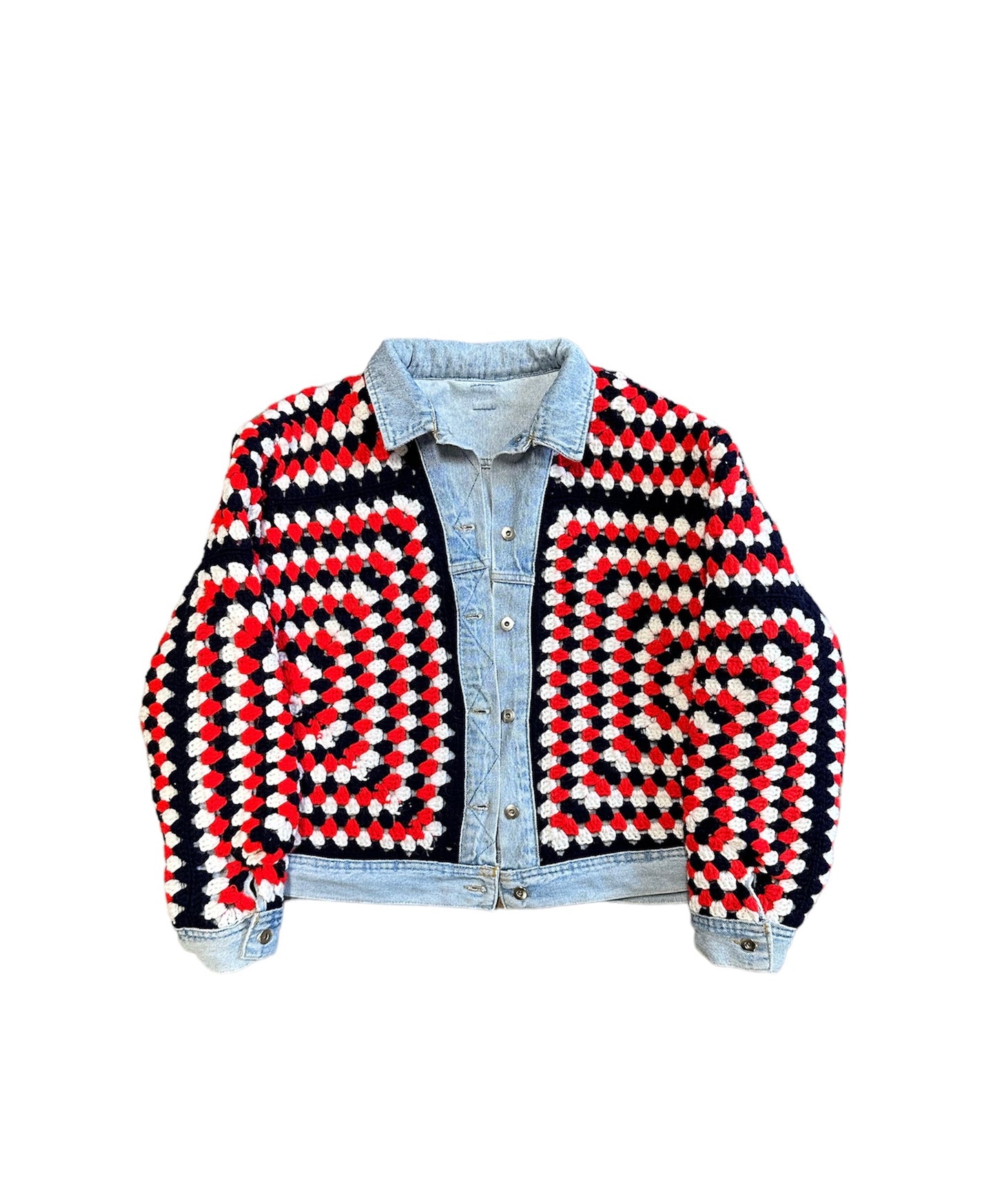 Reversible Crochet Trucker Jacket XL
