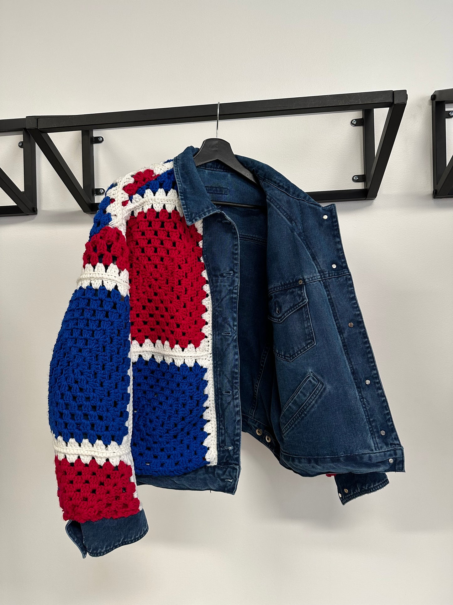 Reversible Crochet Trucker Jacket Medium