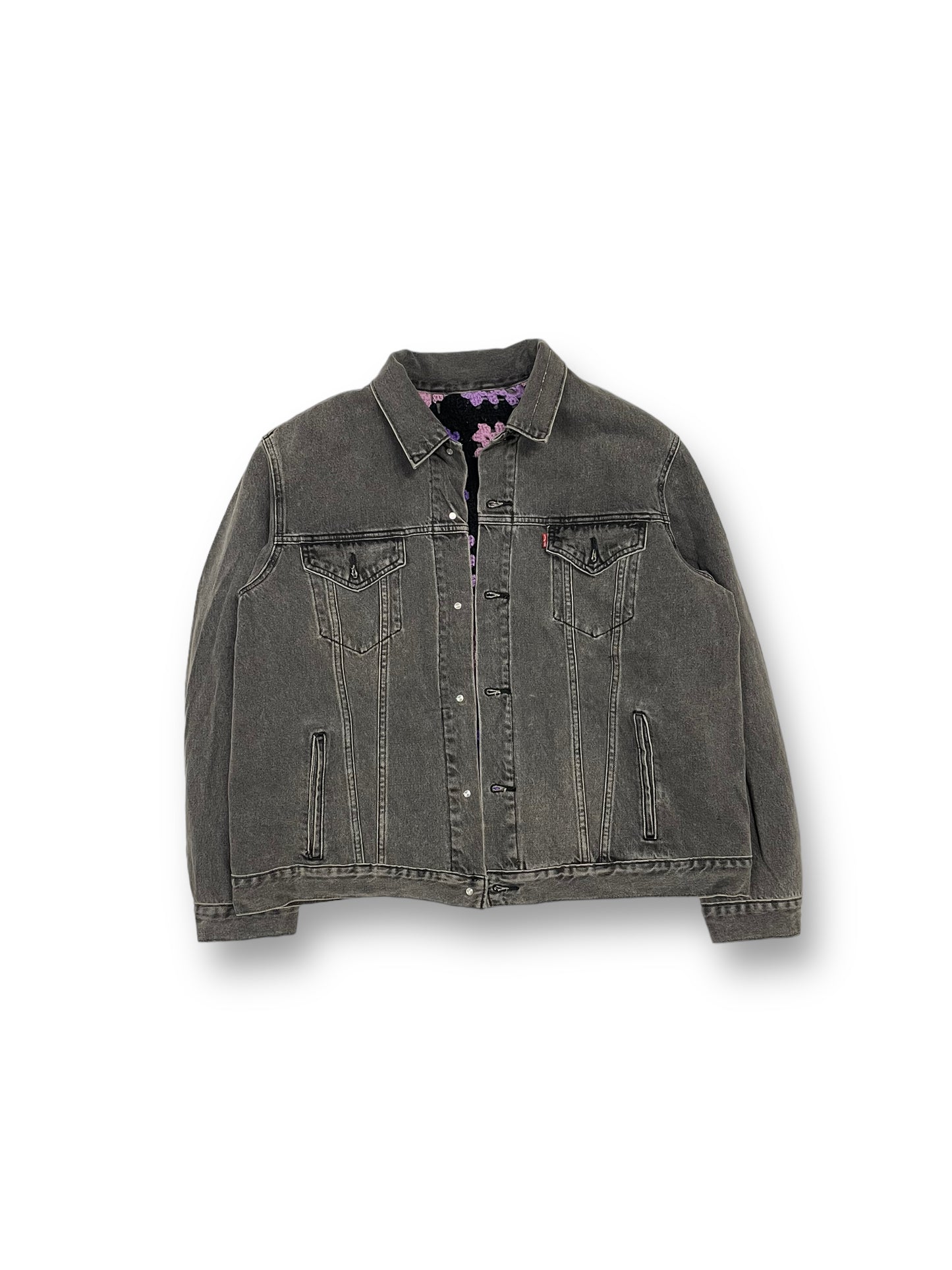 Reversible Crochet Trucker Jacket XL