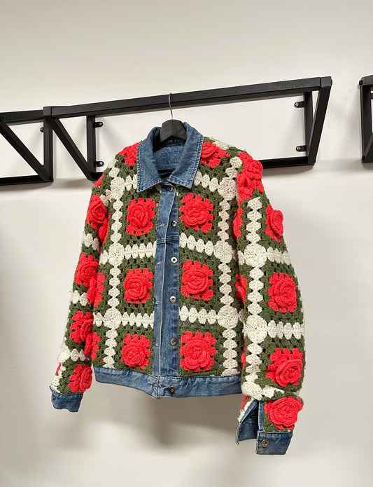 Reversible Crochet Trucker Jacket