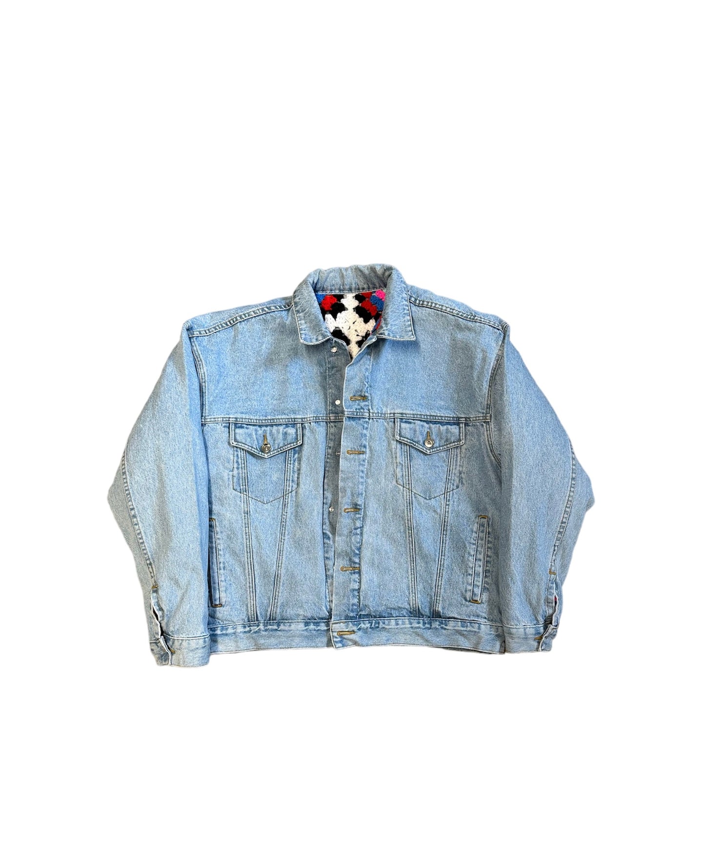 Reversible Crochet Trucker Jacket Large