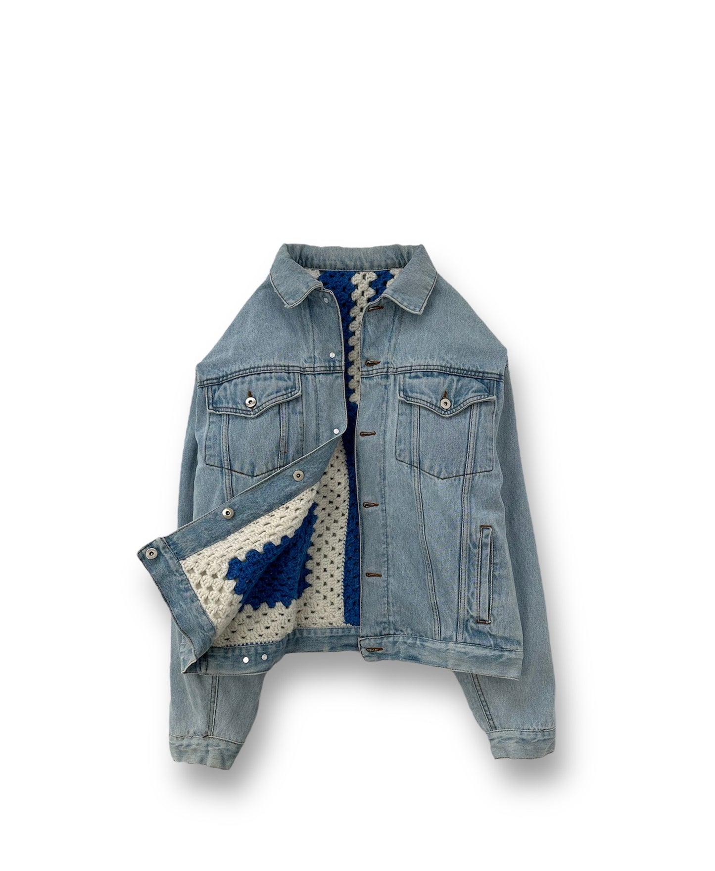 Reversible Crochet Trucker Jacket XL