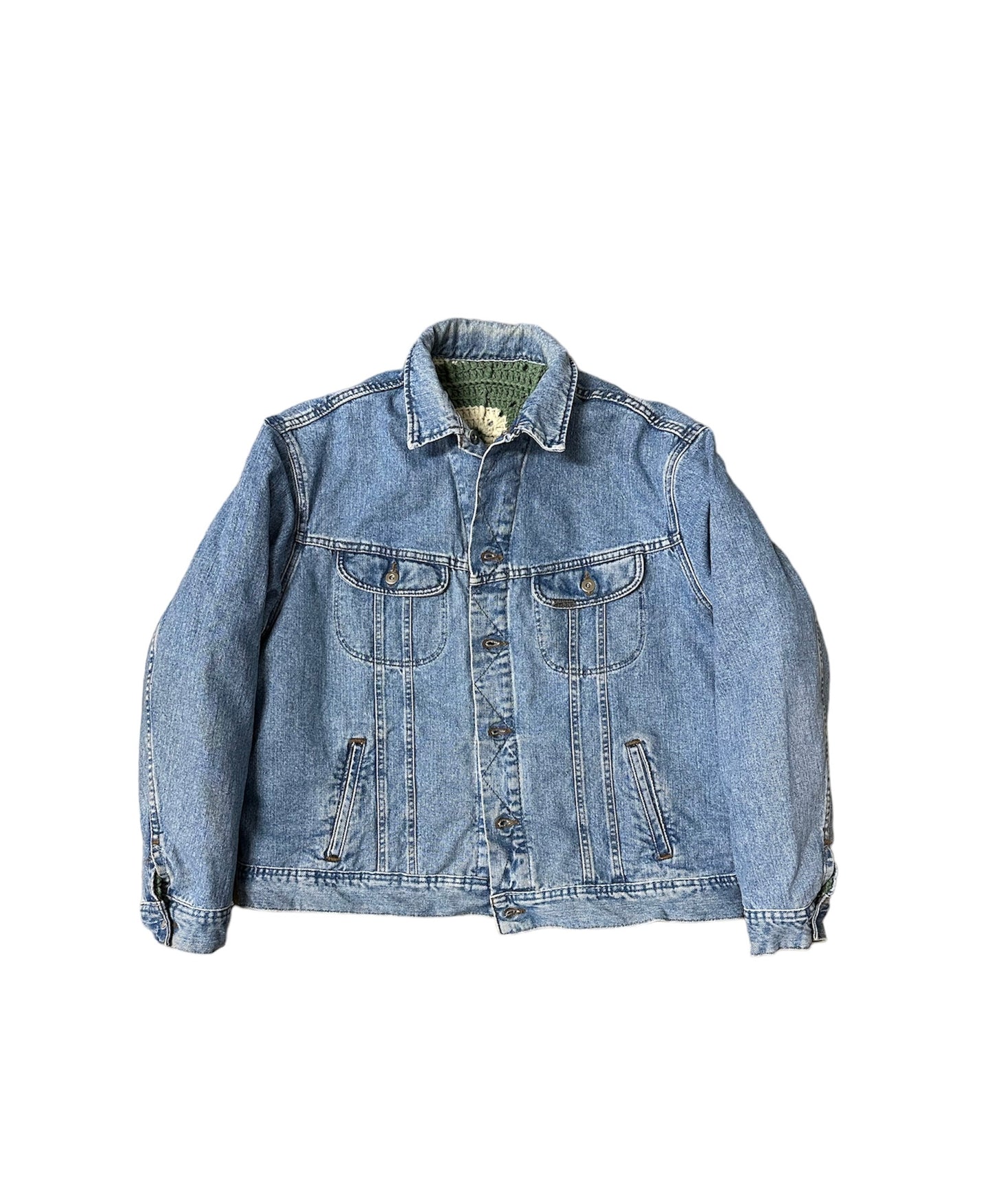 Reversible Crochet Trucker Jacket XL