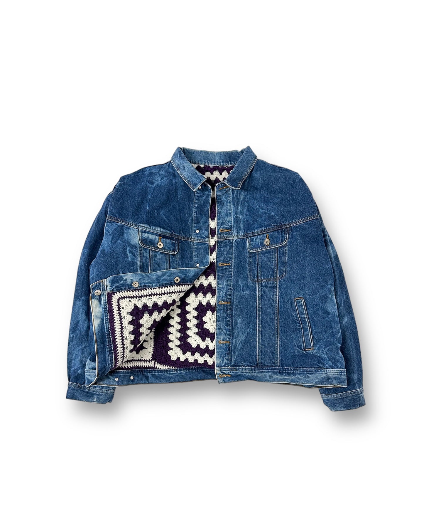 Reversible Crochet Trucker Jacket 3XL