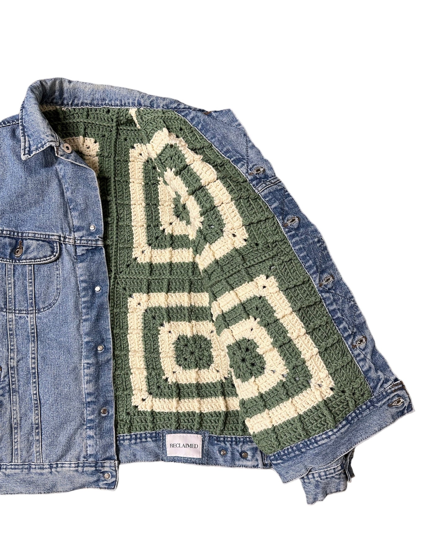 Reversible Crochet Trucker Jacket XL