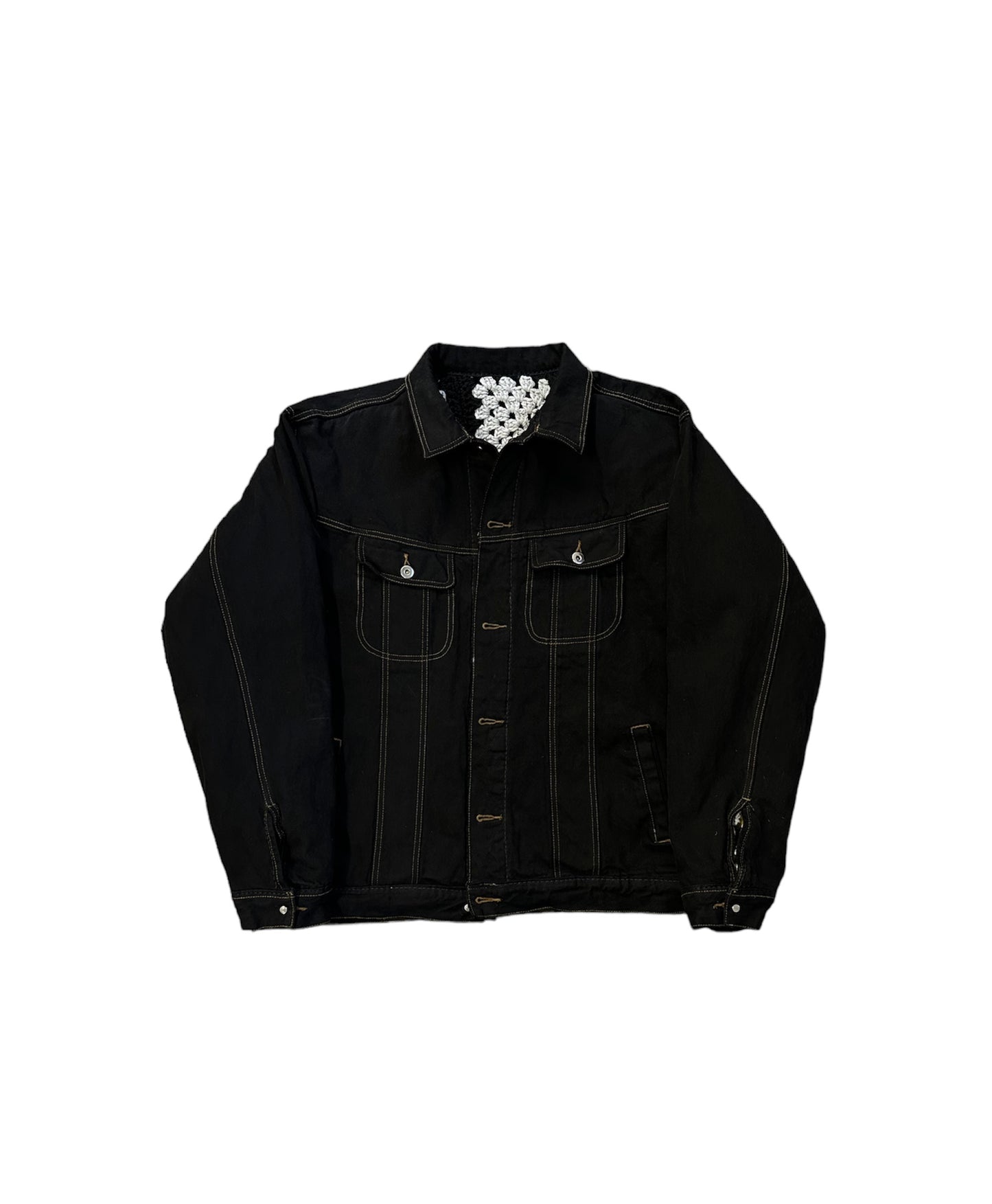 Reversible Crochet Trucker Jacket XXL
