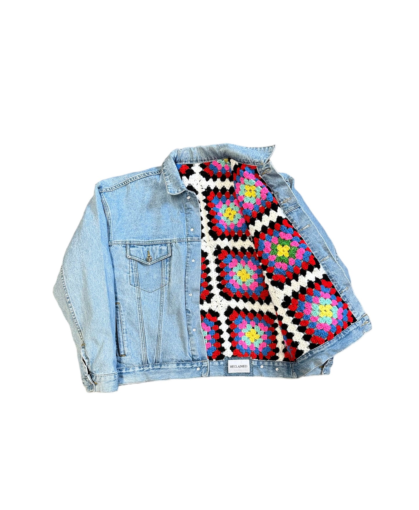 Reversible Crochet Trucker Jacket Large