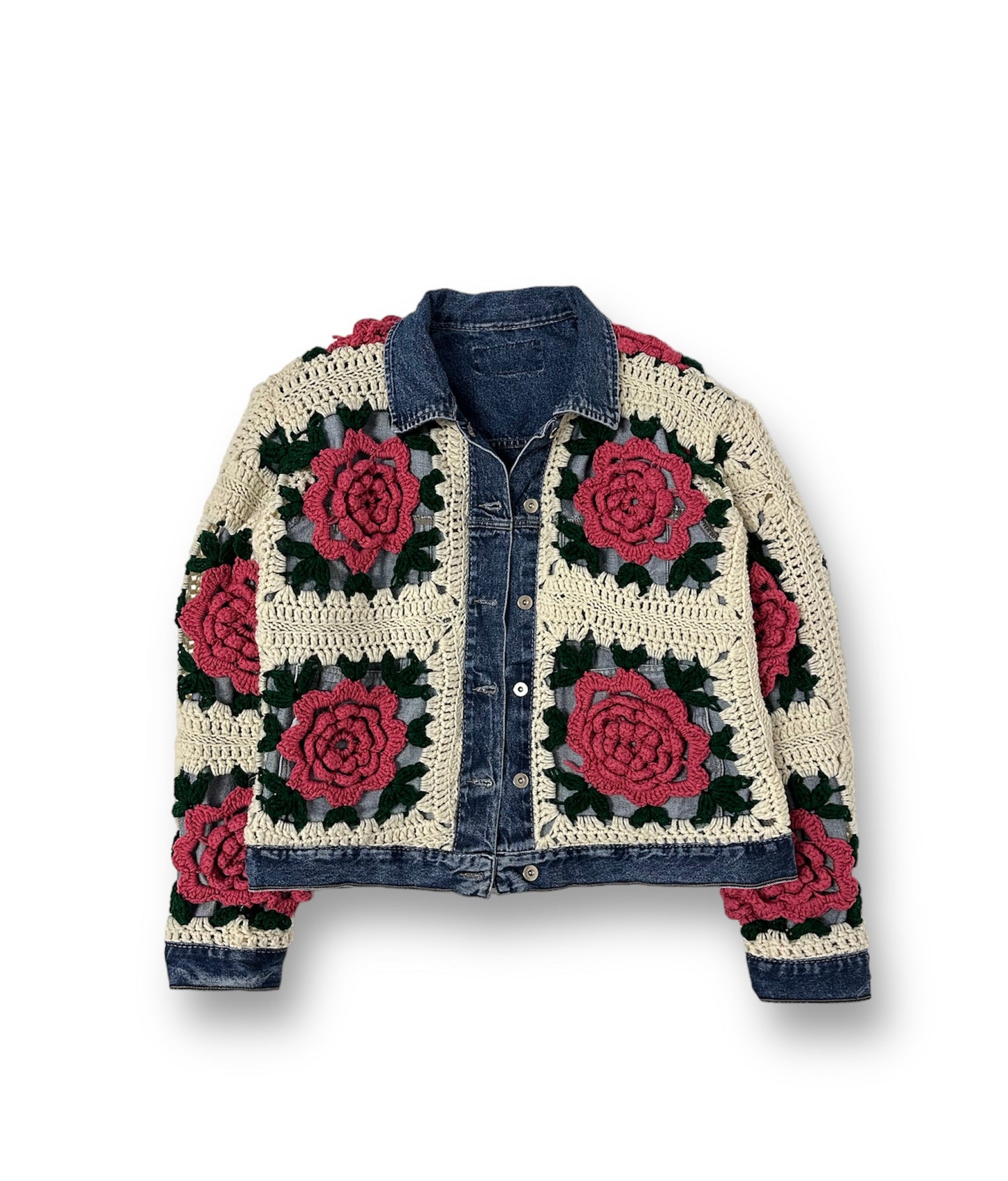 Reversible Crochet Trucker Jacket Large