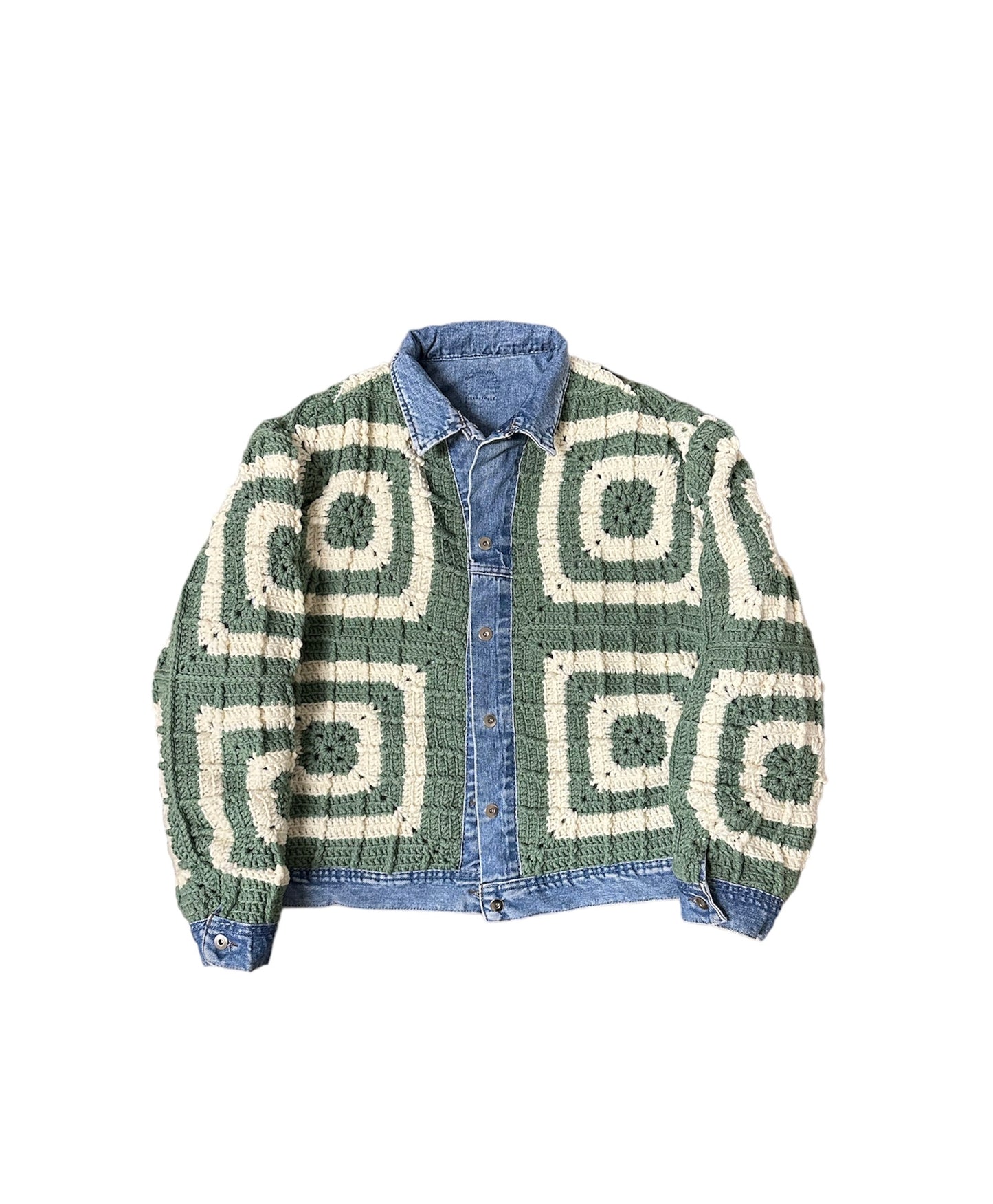 Reversible Crochet Trucker Jacket XL
