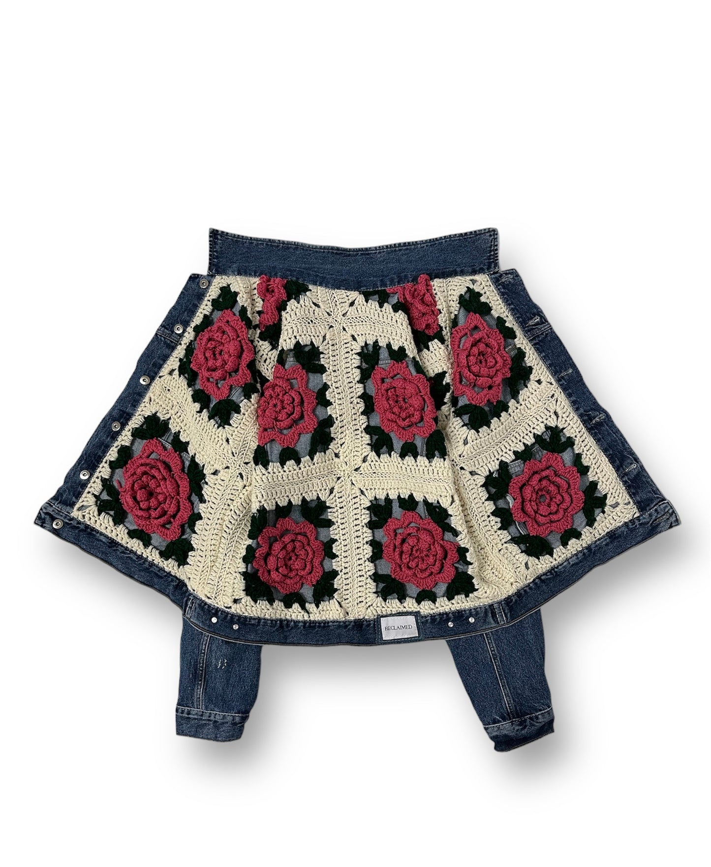 Reversible Crochet Trucker Jacket Large