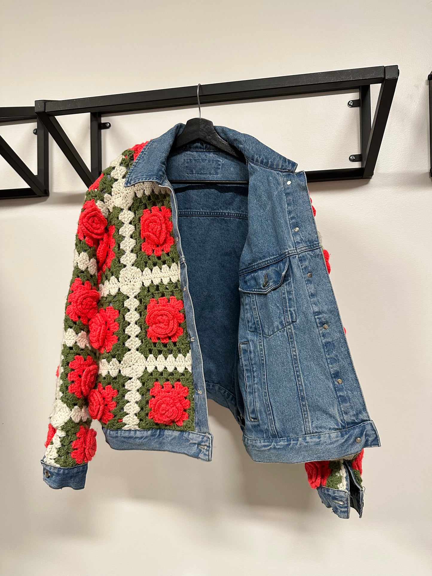 Reversible Crochet Trucker Jacket