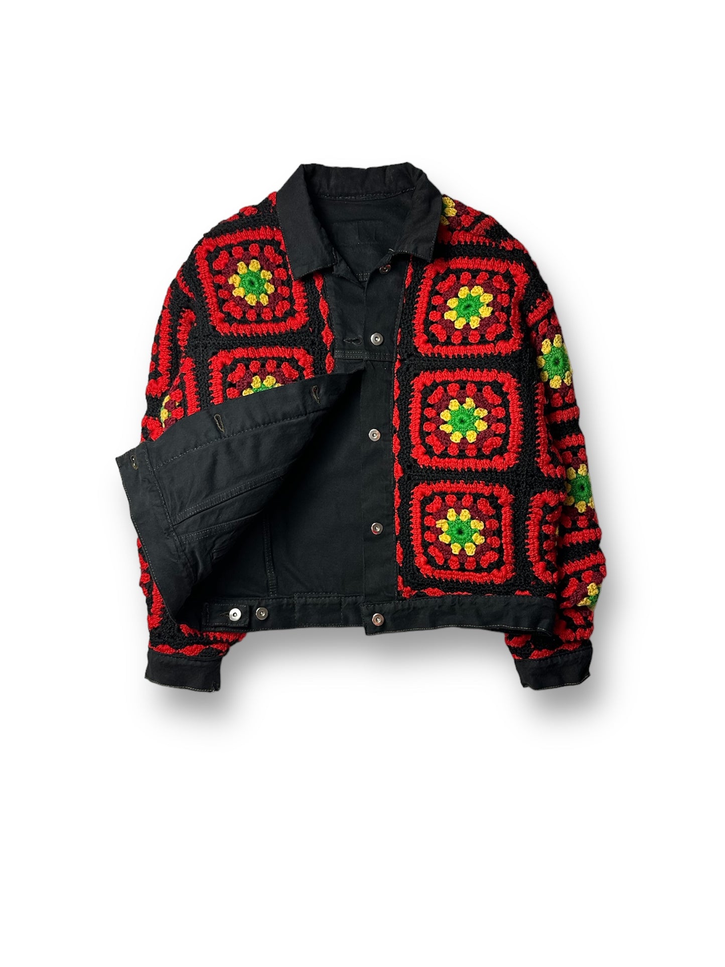 Reversible Crochet Trucker Jacket Large