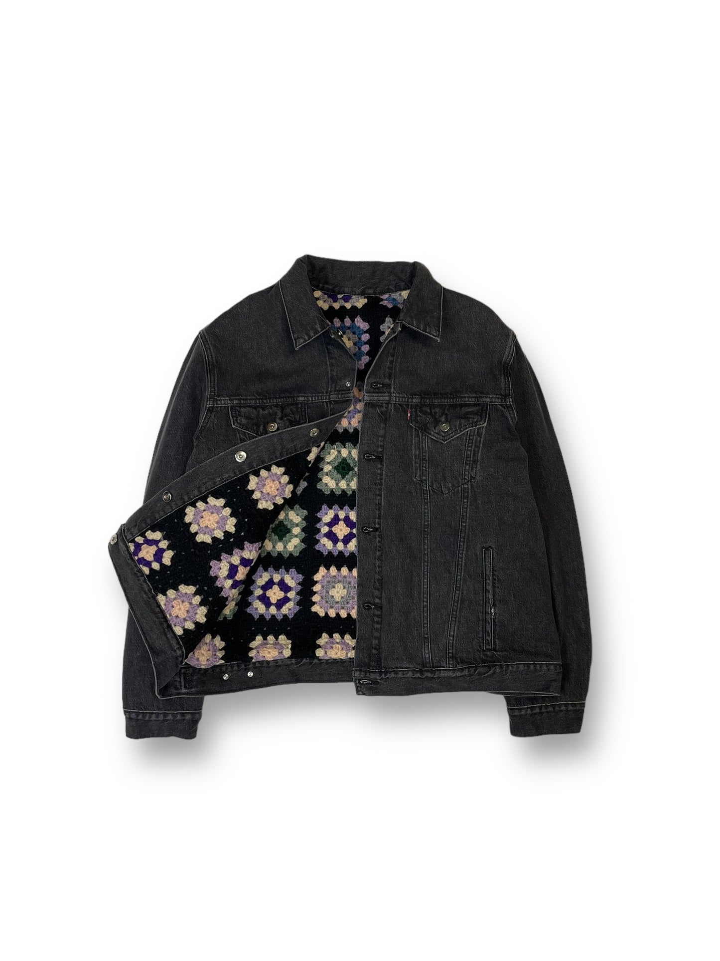 Reversible Crochet Trucker jacket XL