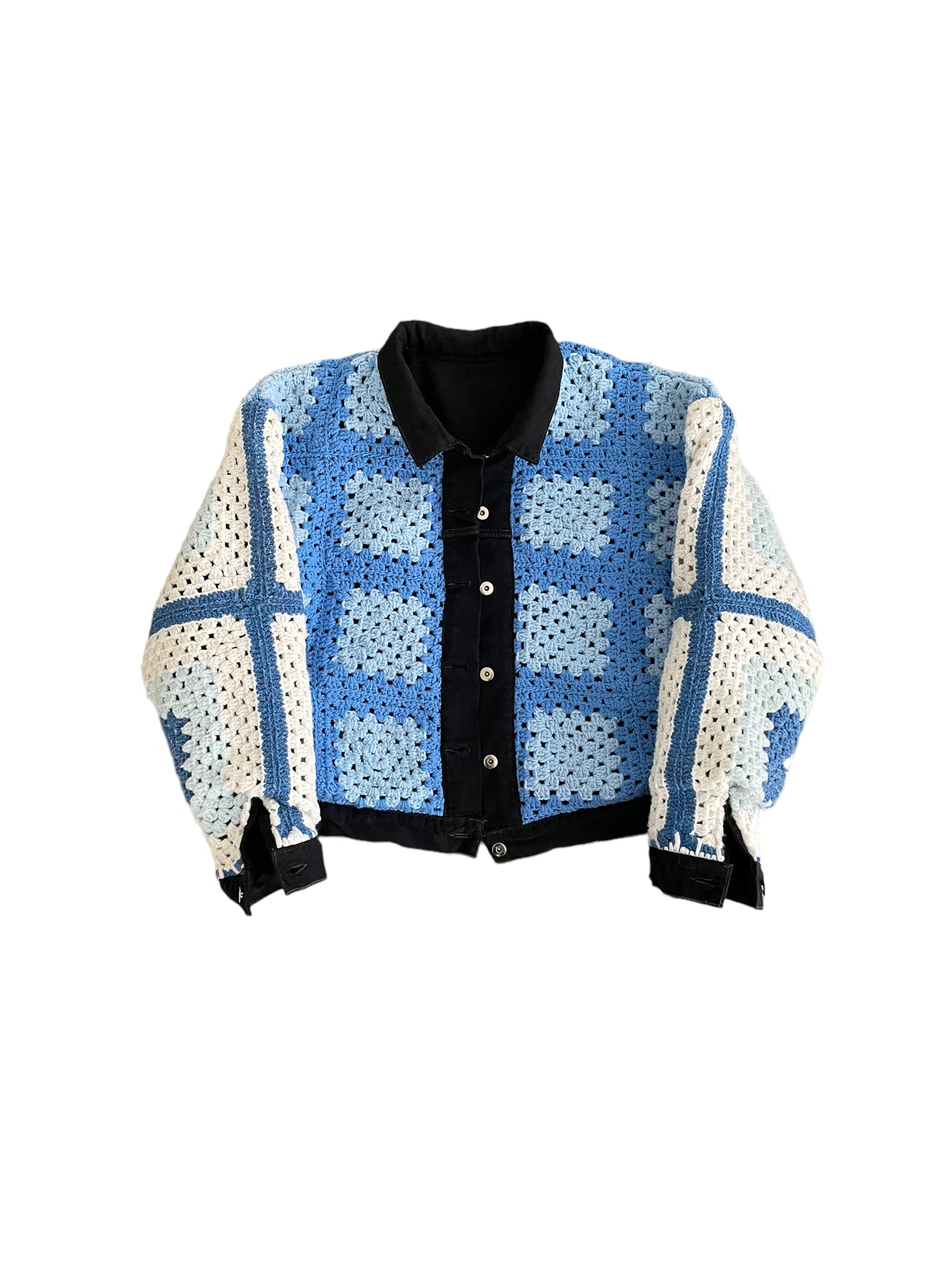 Reversible Crochet Trucker Jacket Large