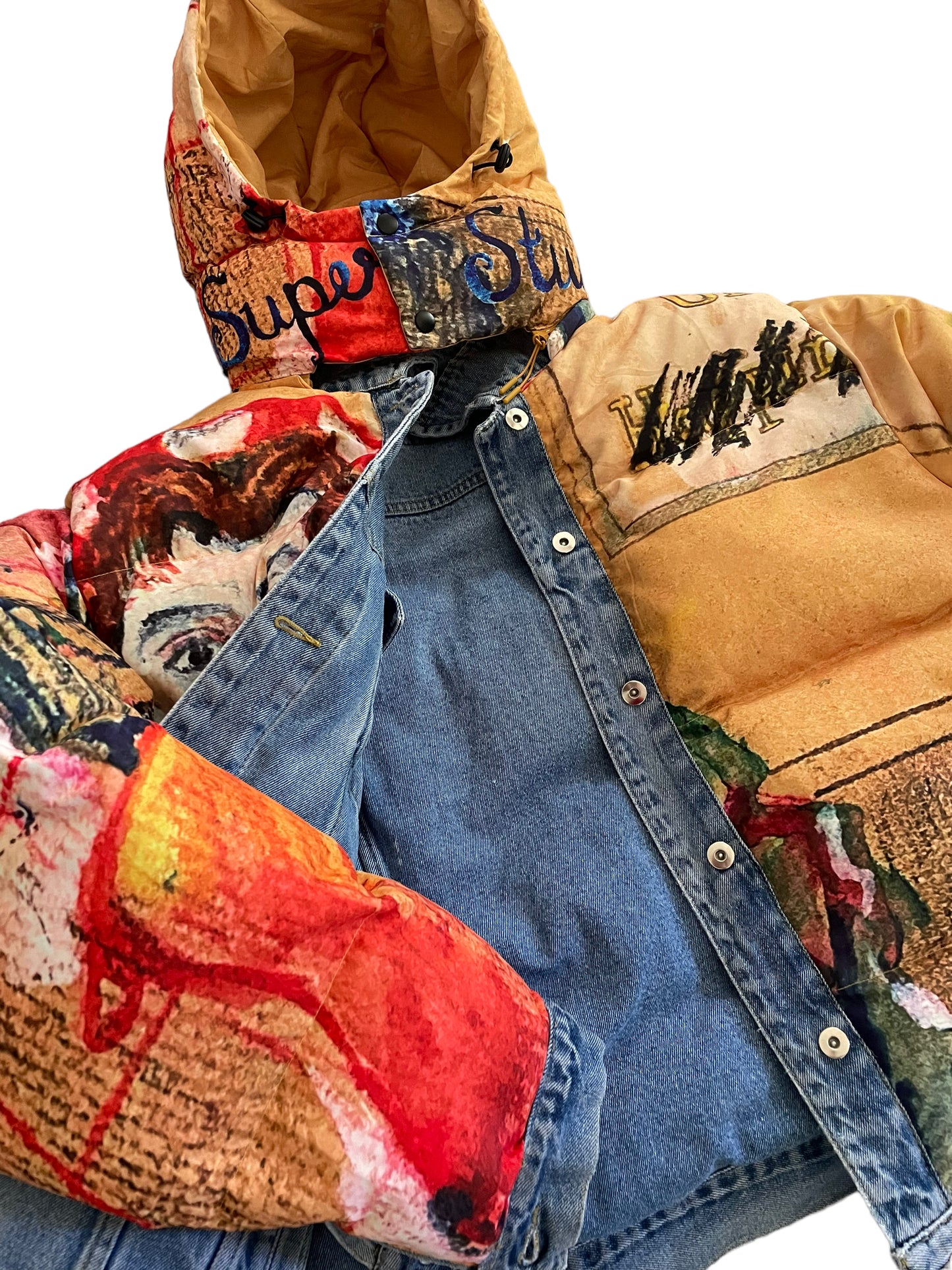 Reversible Kid Super down trucker jacket XXL