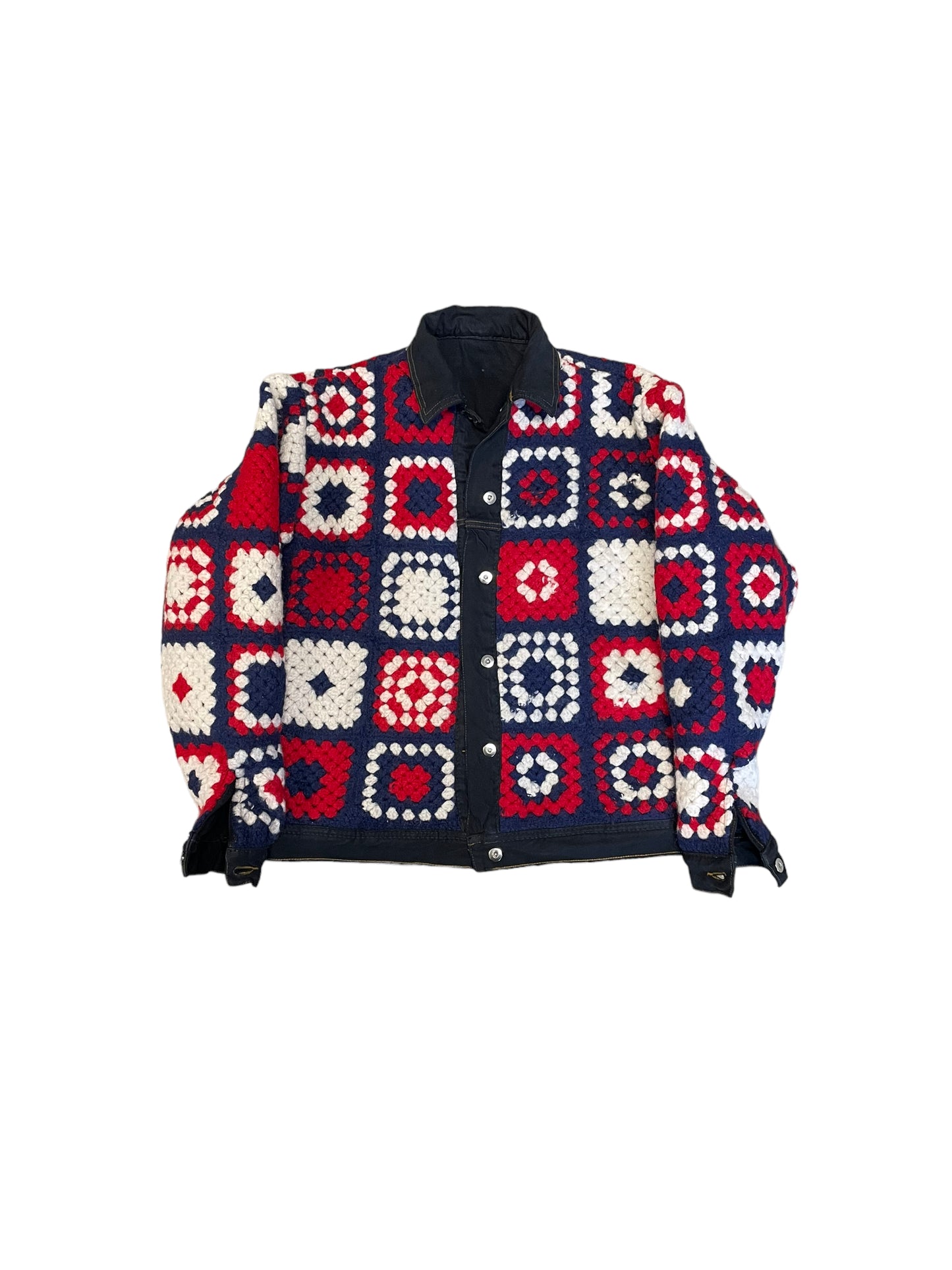Reversible Crochet Trucker Jacket XL