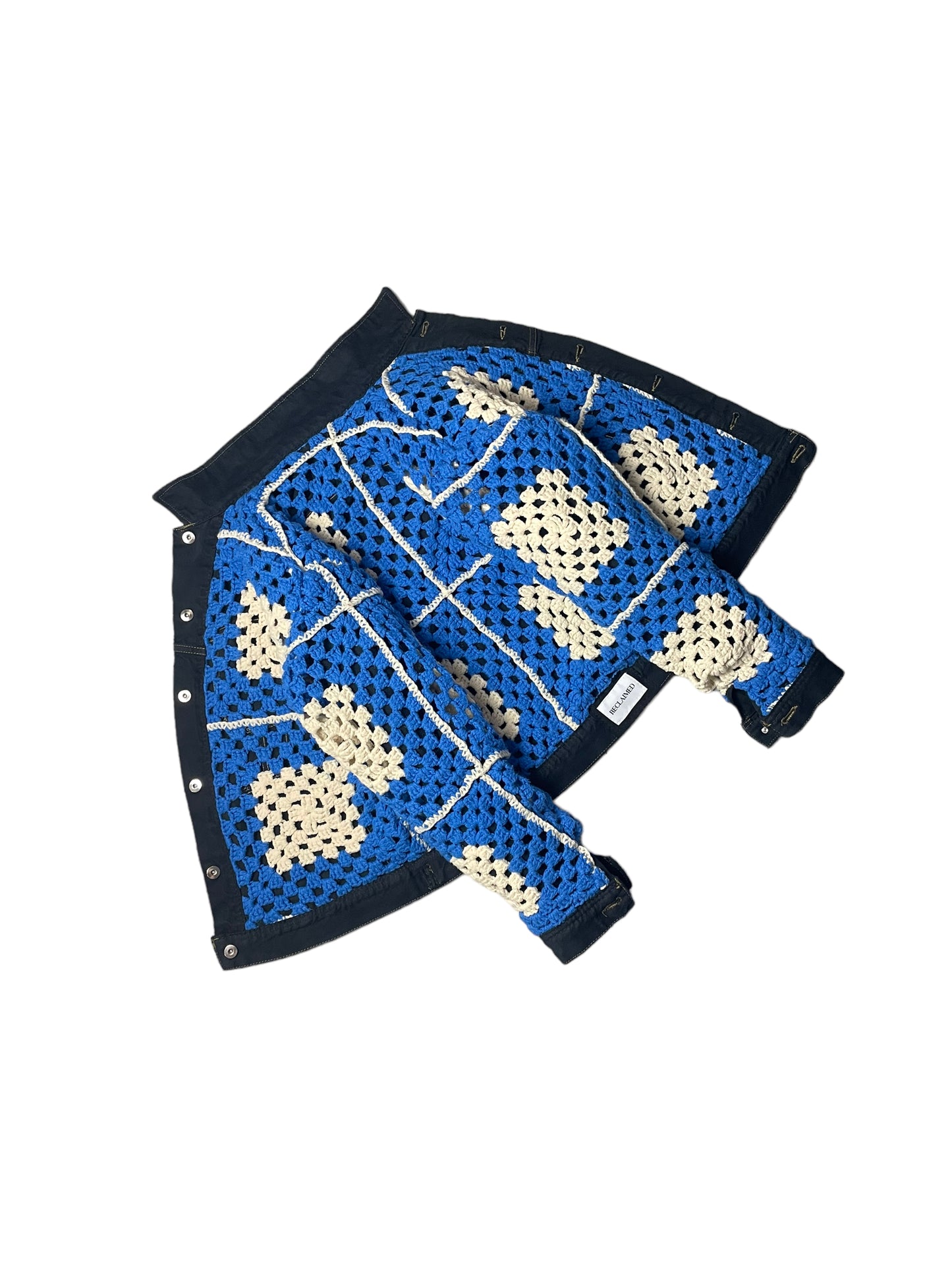 Reversible crochet trucker jacket Small
