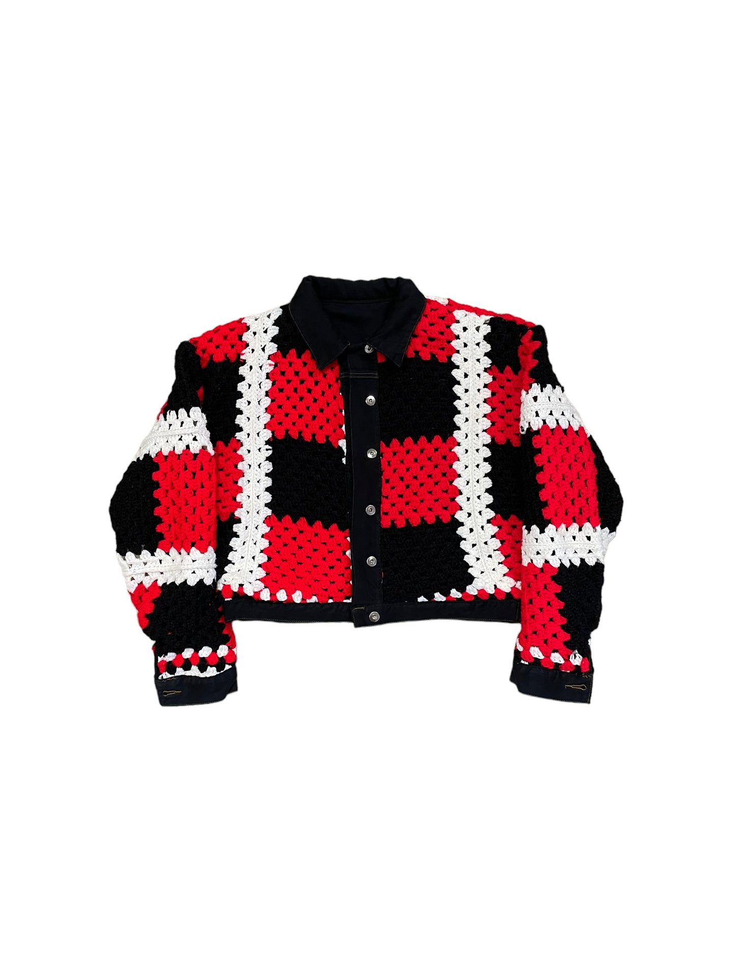 Reversible Crochet Trucker Jacket Small