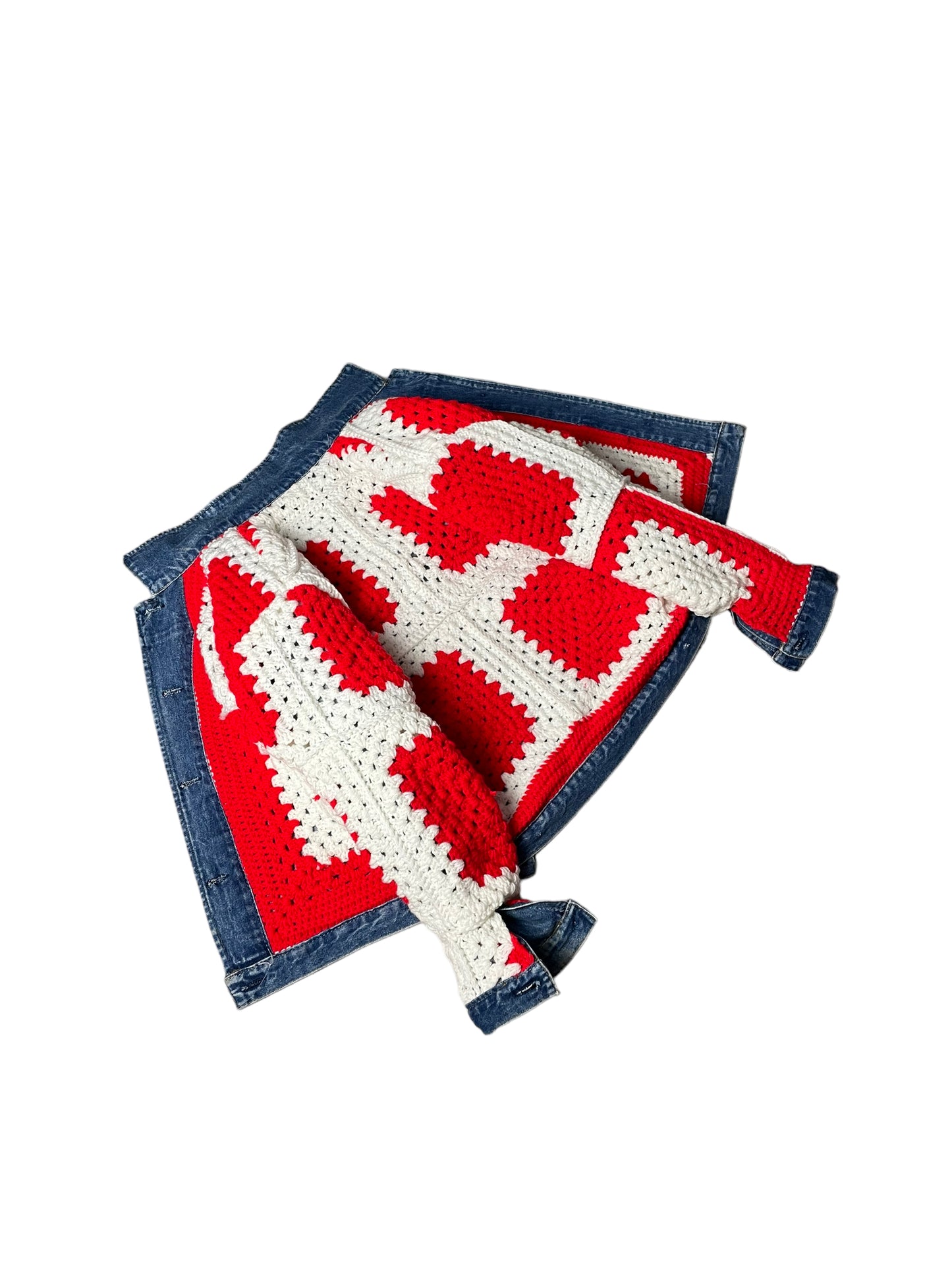 Reversible Crochet Trucker Jacket Small