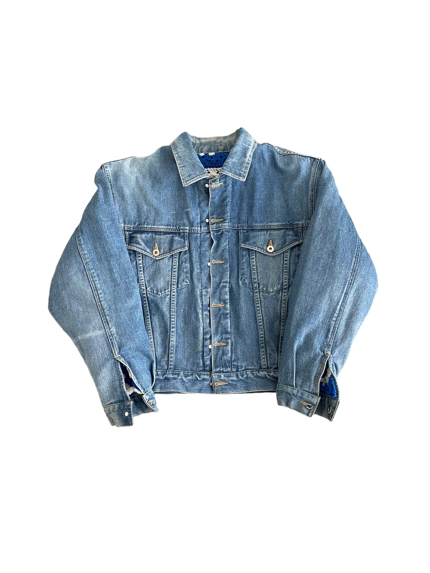 Reversible Crochet Trucker Jacket Medium